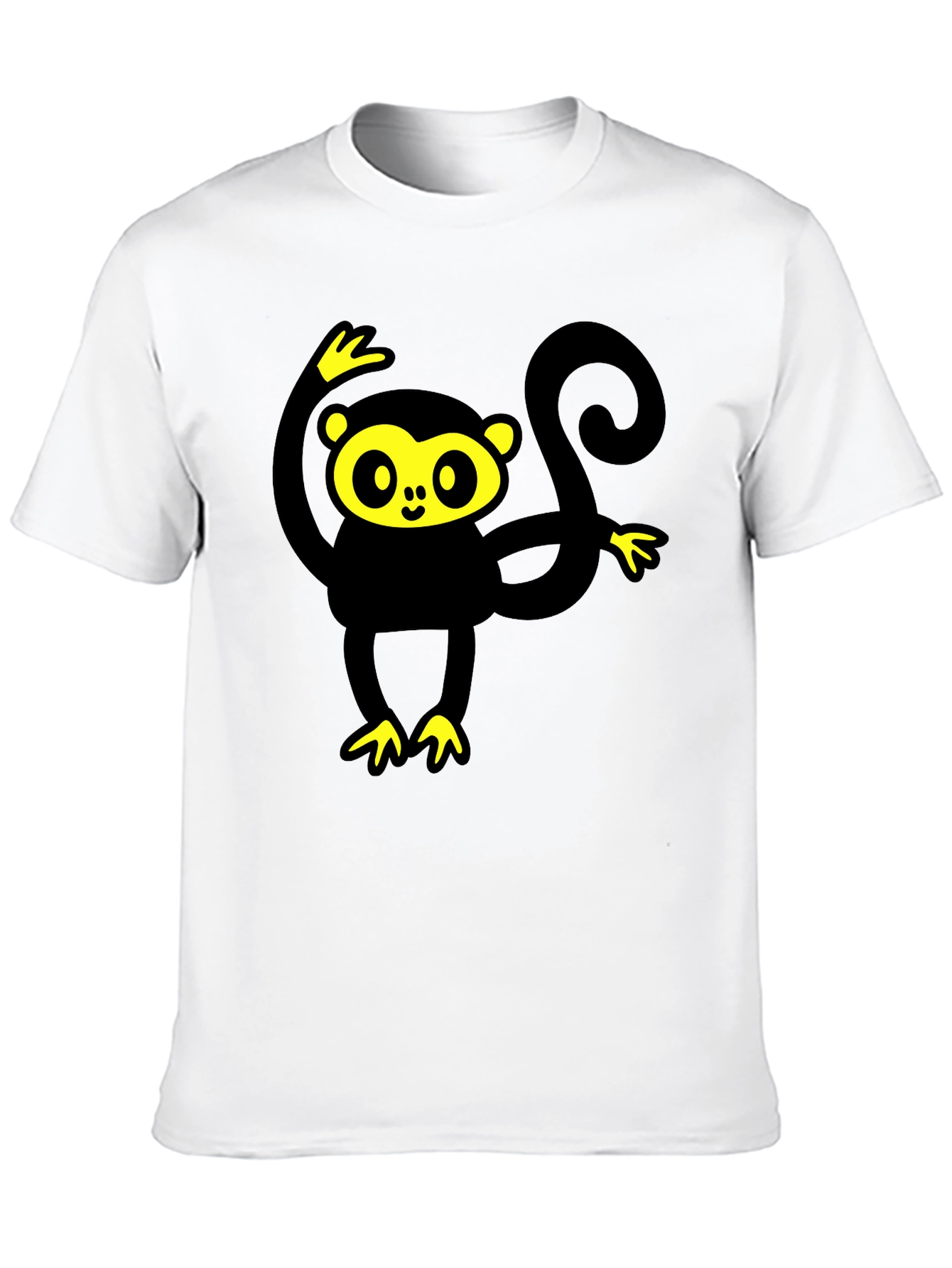 Black T-Shirt with Cartoon Monkey Graphic