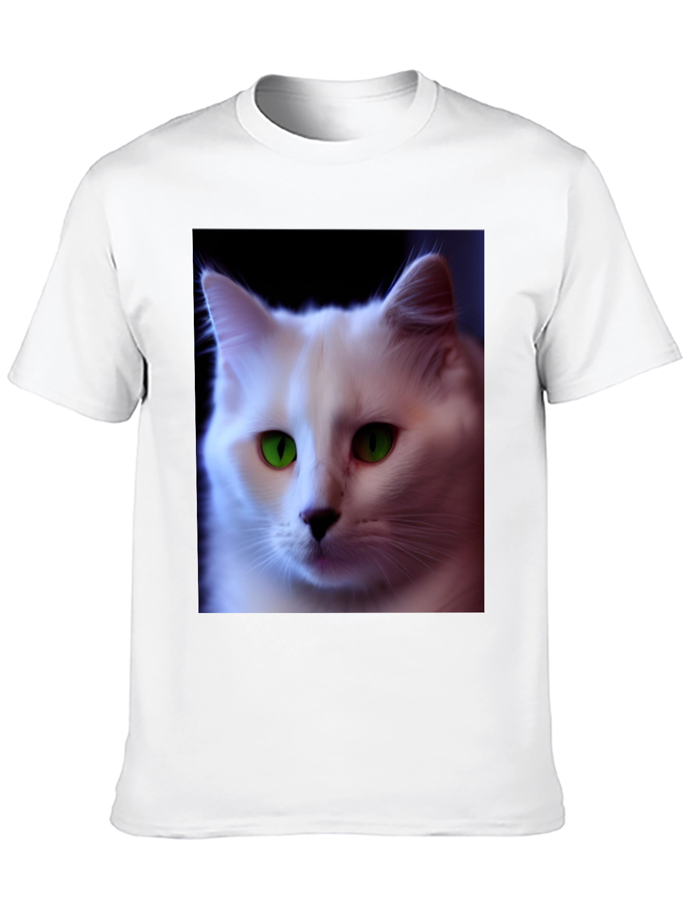 Black T-Shirt with White Cat Graphic
