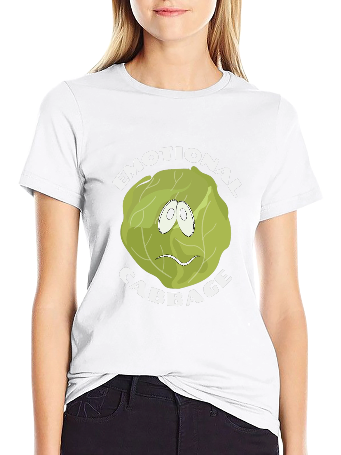 Emotional Cabbage Graphic Tee - Funny Food Pun Shirt