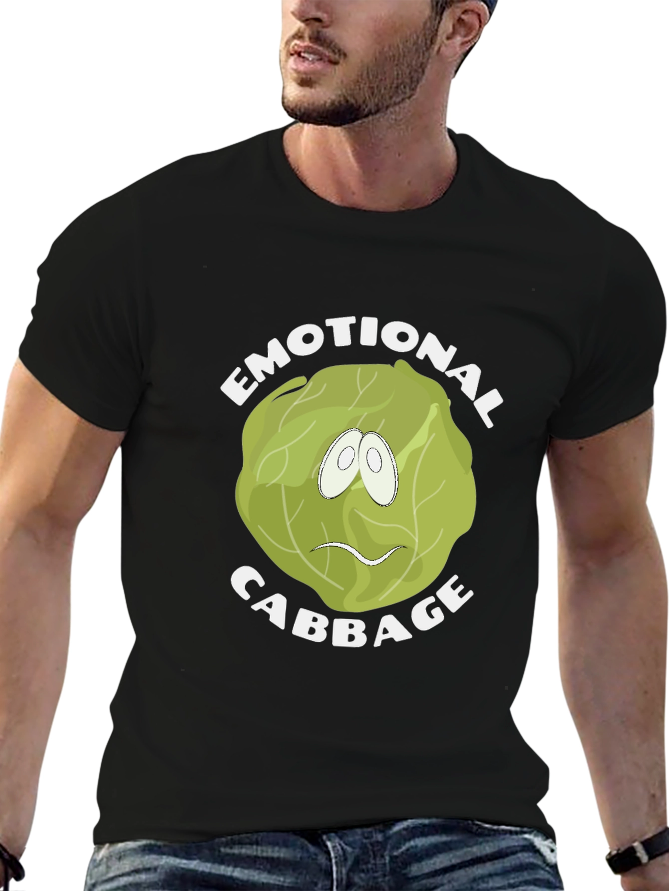 Emotional Cabbage Graphic Tee - Funny Food Pun Shirt