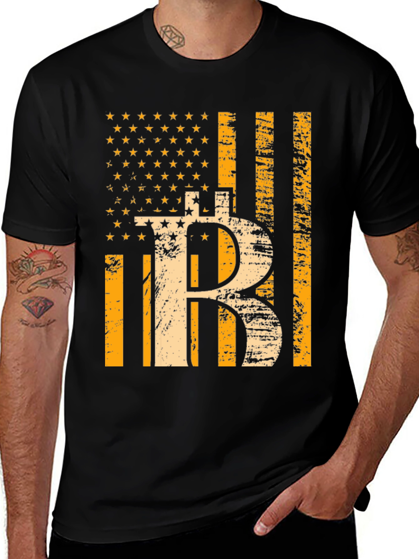 Bitcoin USA Flag Graphic Tee - Crypto T-Shirt