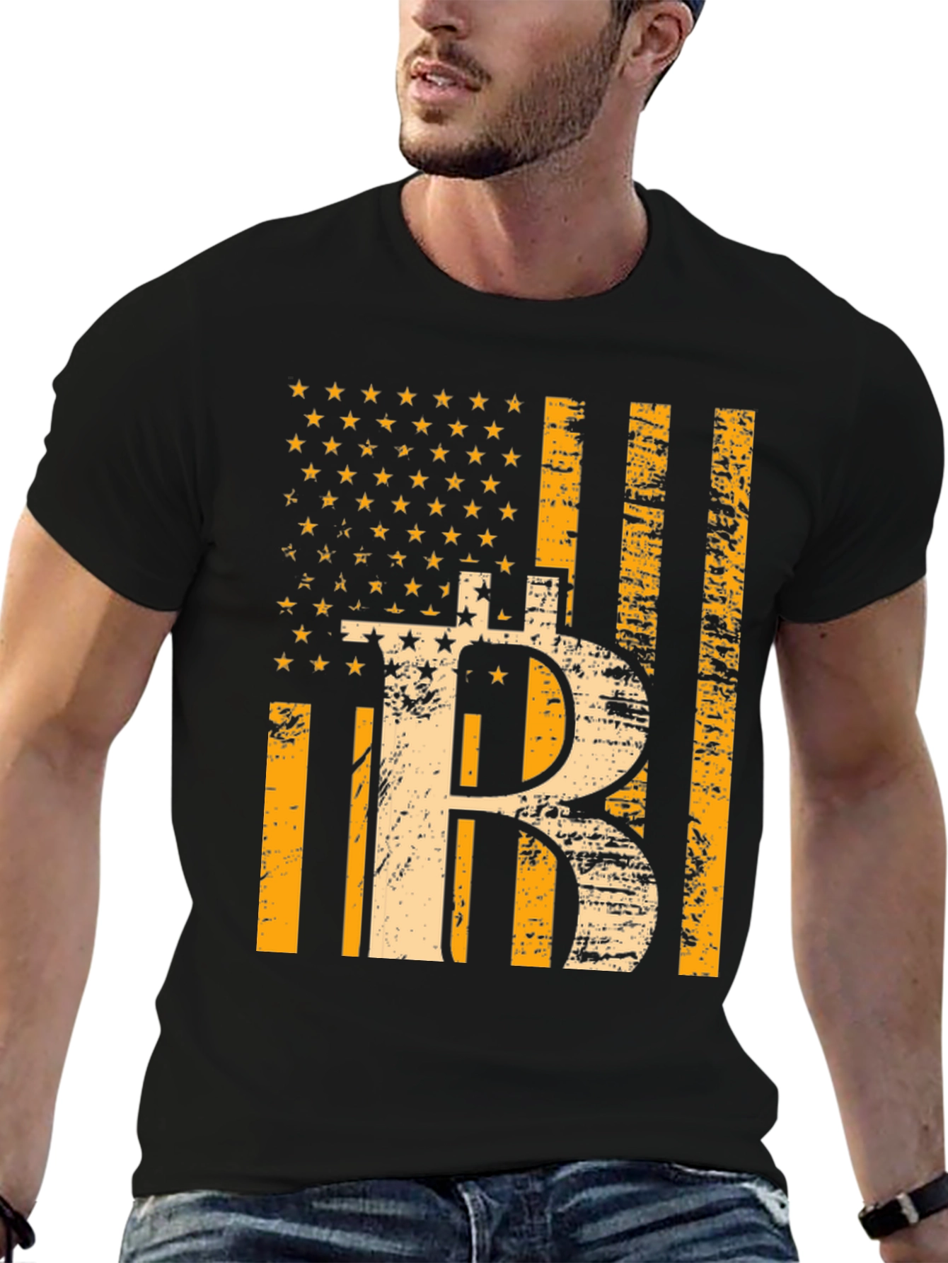 Bitcoin USA Flag Graphic Tee - Crypto T-Shirt