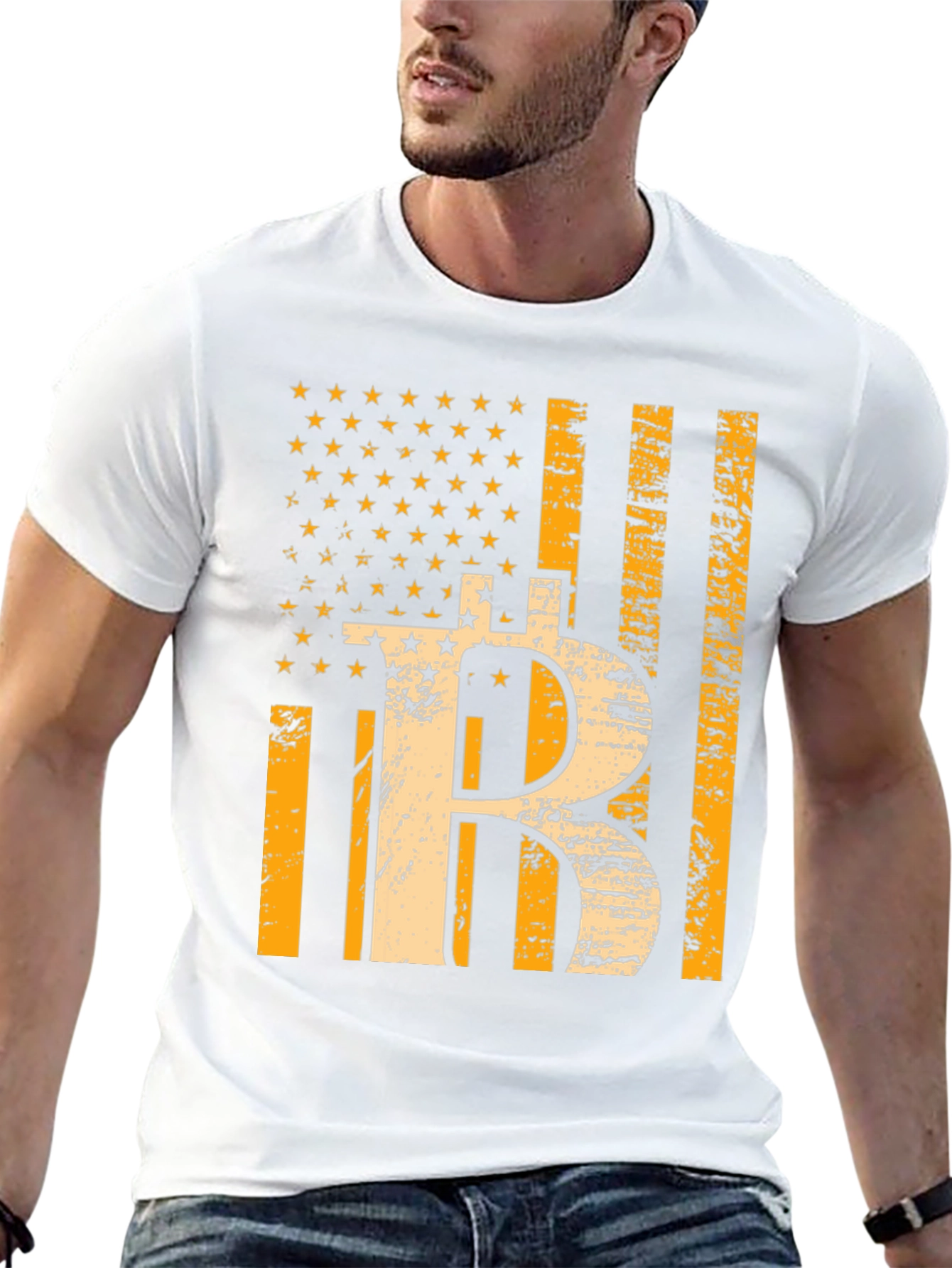 Bitcoin USA Flag Graphic Tee - Crypto T-Shirt