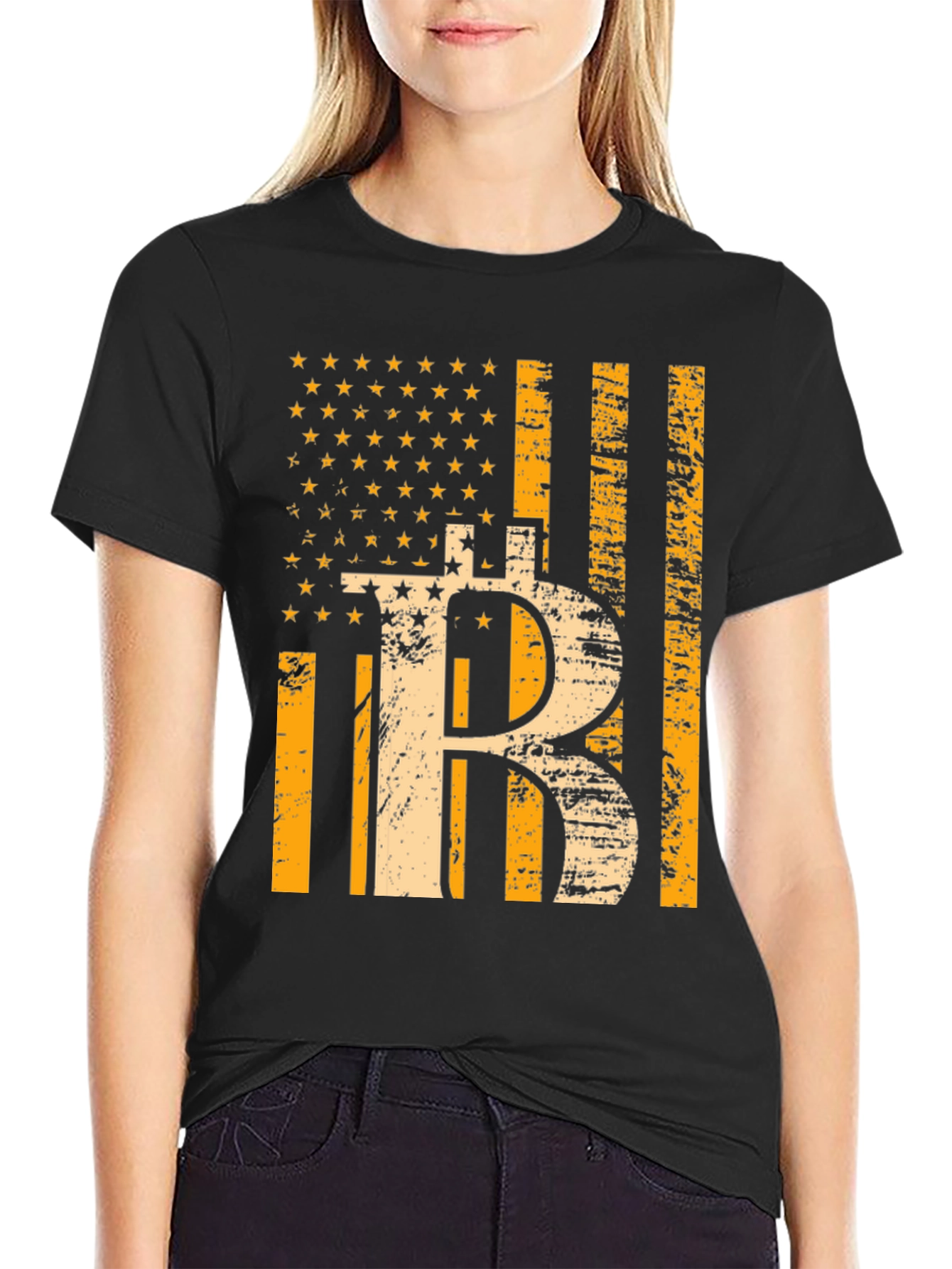 Bitcoin USA Flag Graphic Tee - Crypto T-Shirt