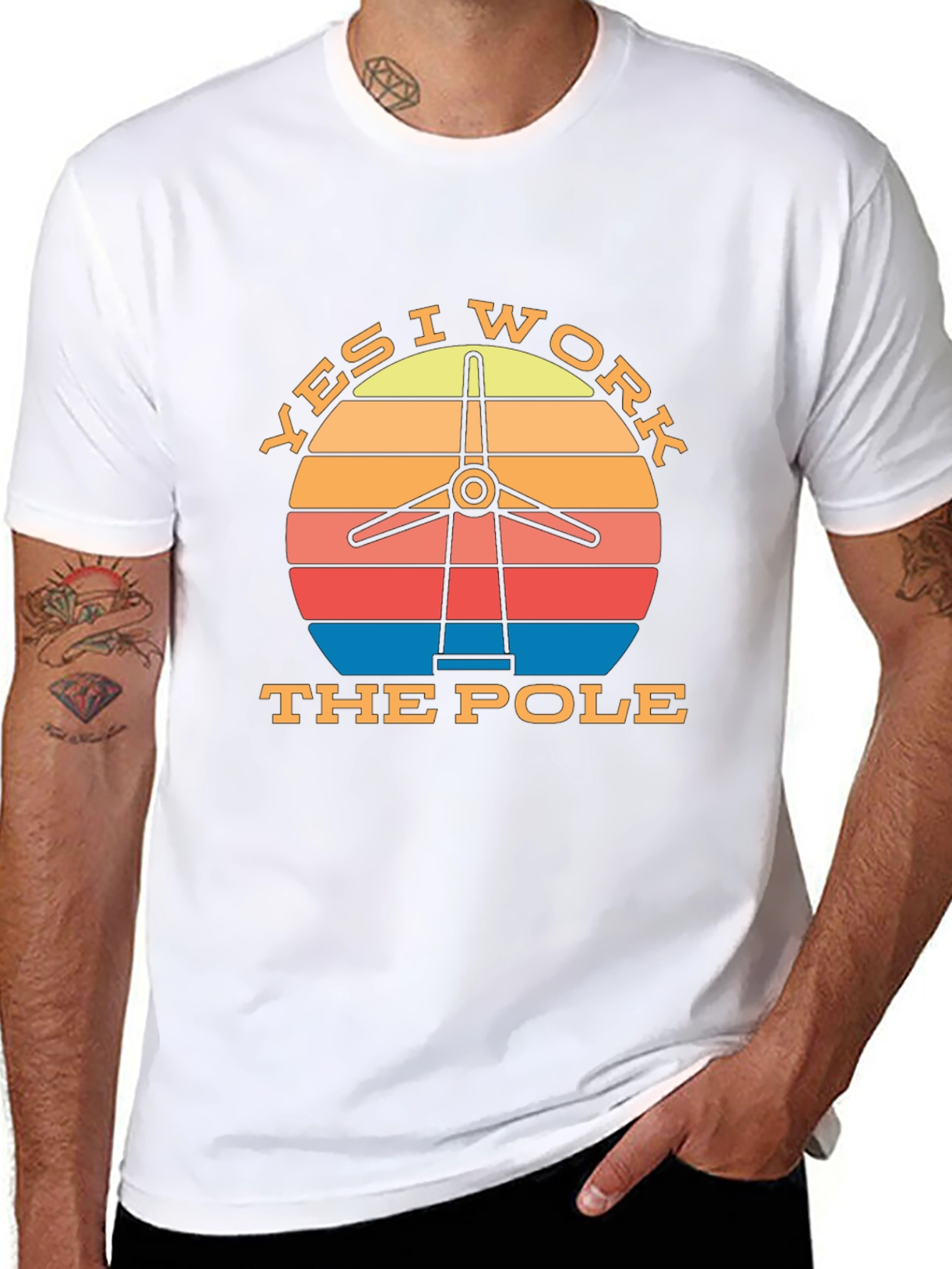 Yes I Work the Pole Wind Turbine T-Shirt