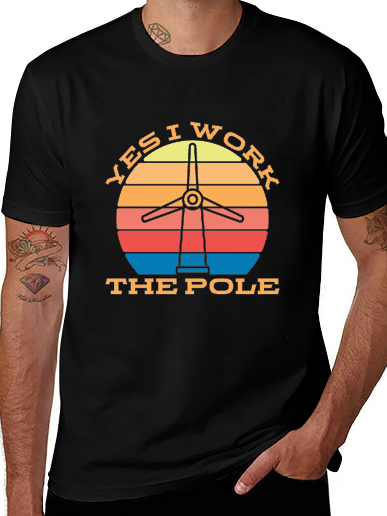 Yes I Work the Pole Wind Turbine T-Shirt