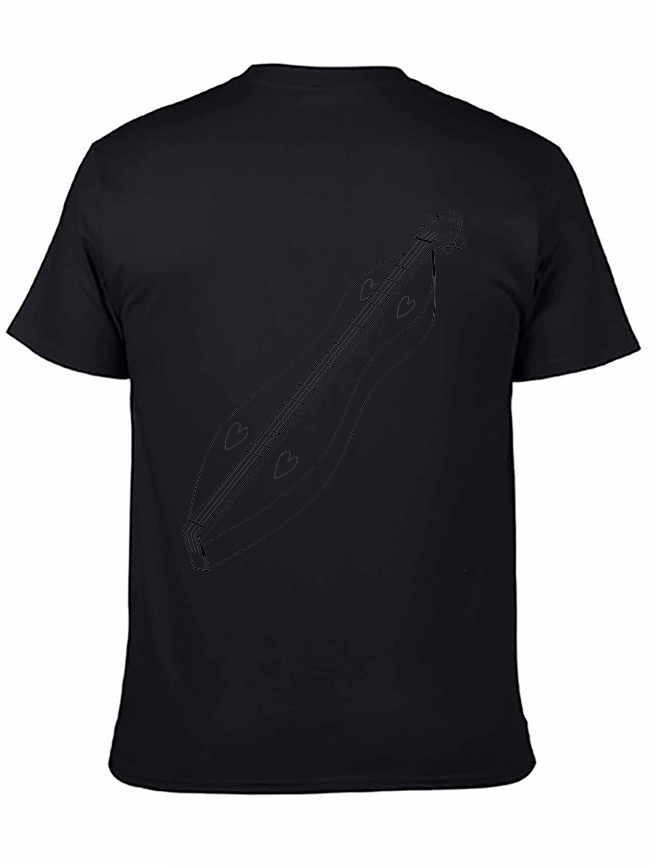 Black T-Shirt with Dulcimer Design