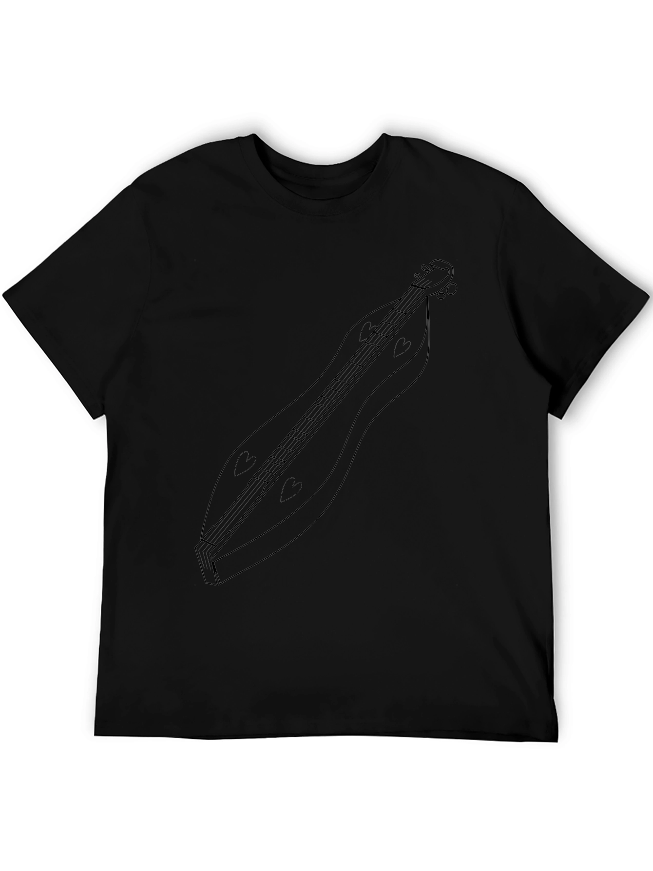 Black T-Shirt with Dulcimer Design