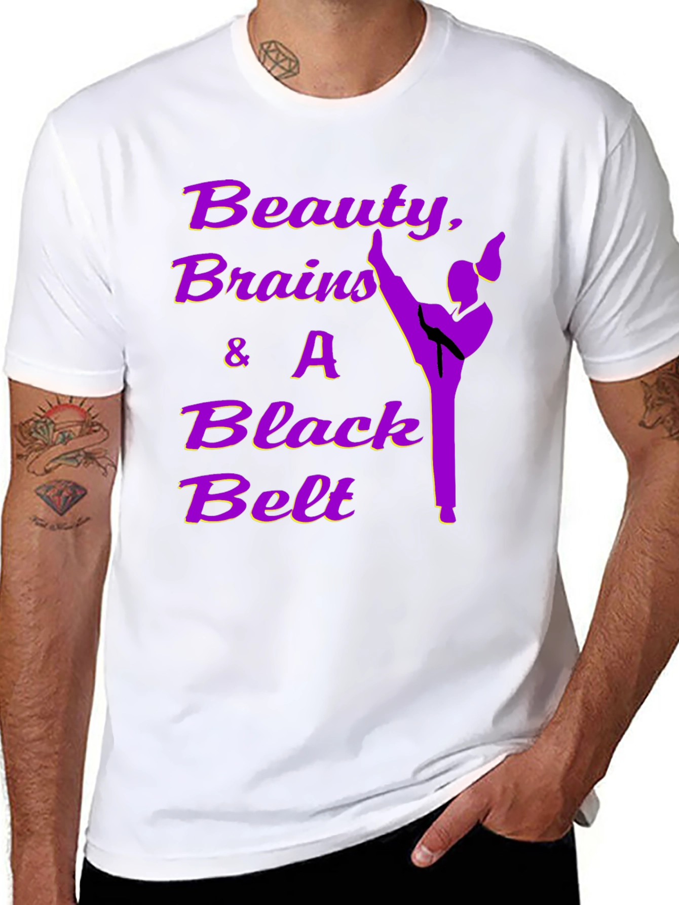 Beauty Brains Black Belt T-Shirt