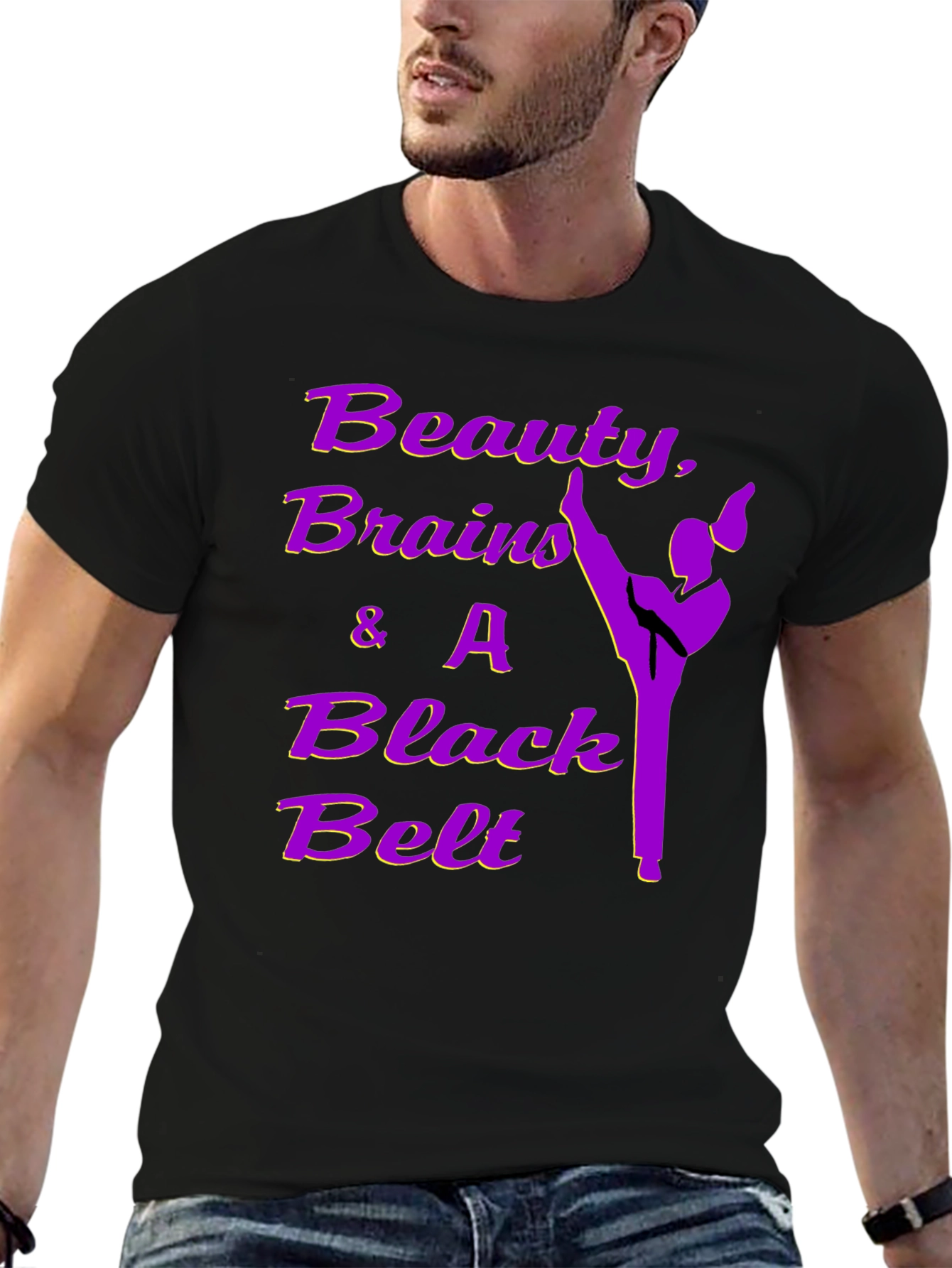 Beauty Brains Black Belt T-Shirt