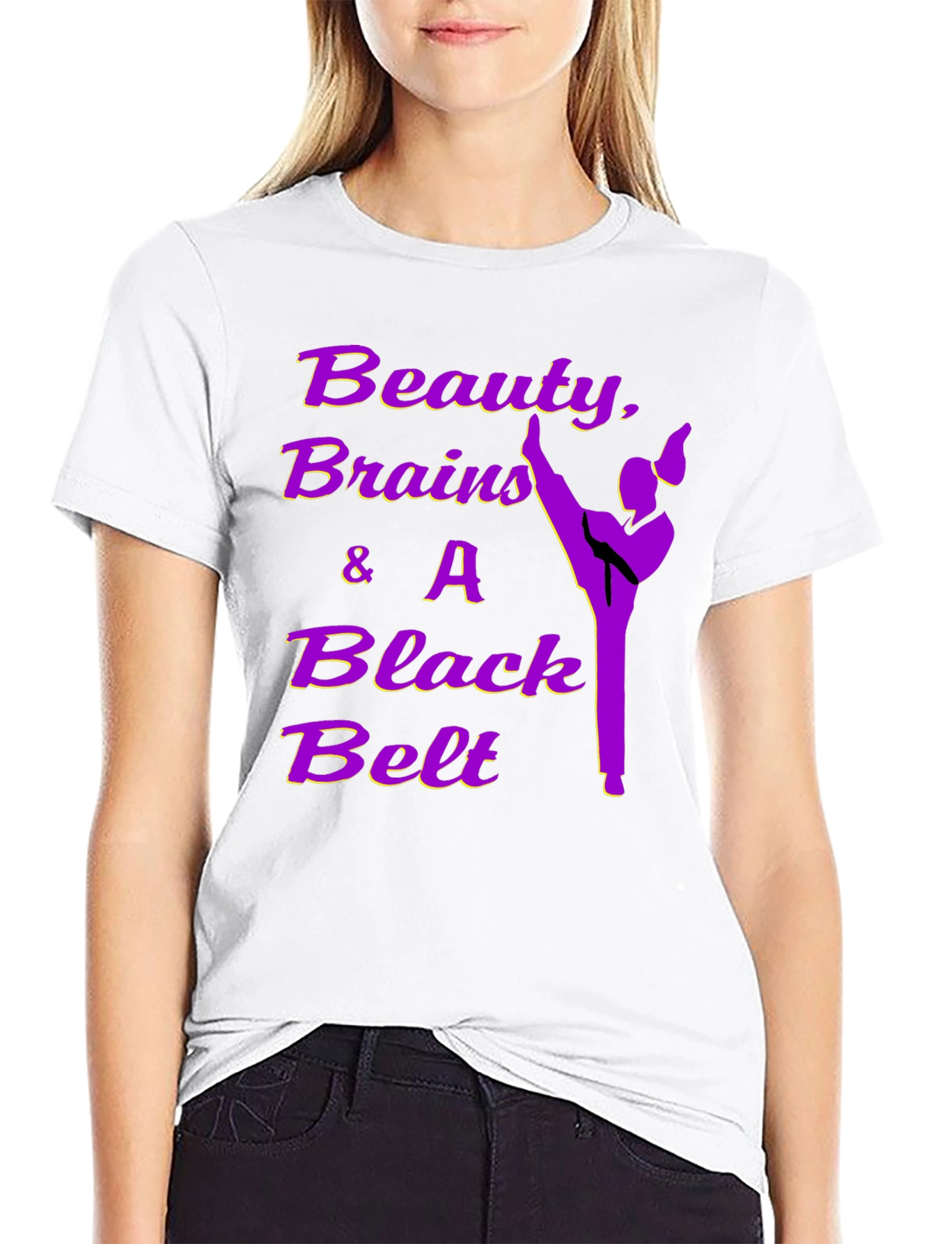 Beauty Brains Black Belt T-Shirt