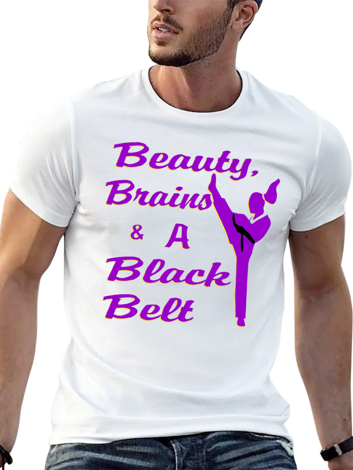 Beauty Brains Black Belt T-Shirt