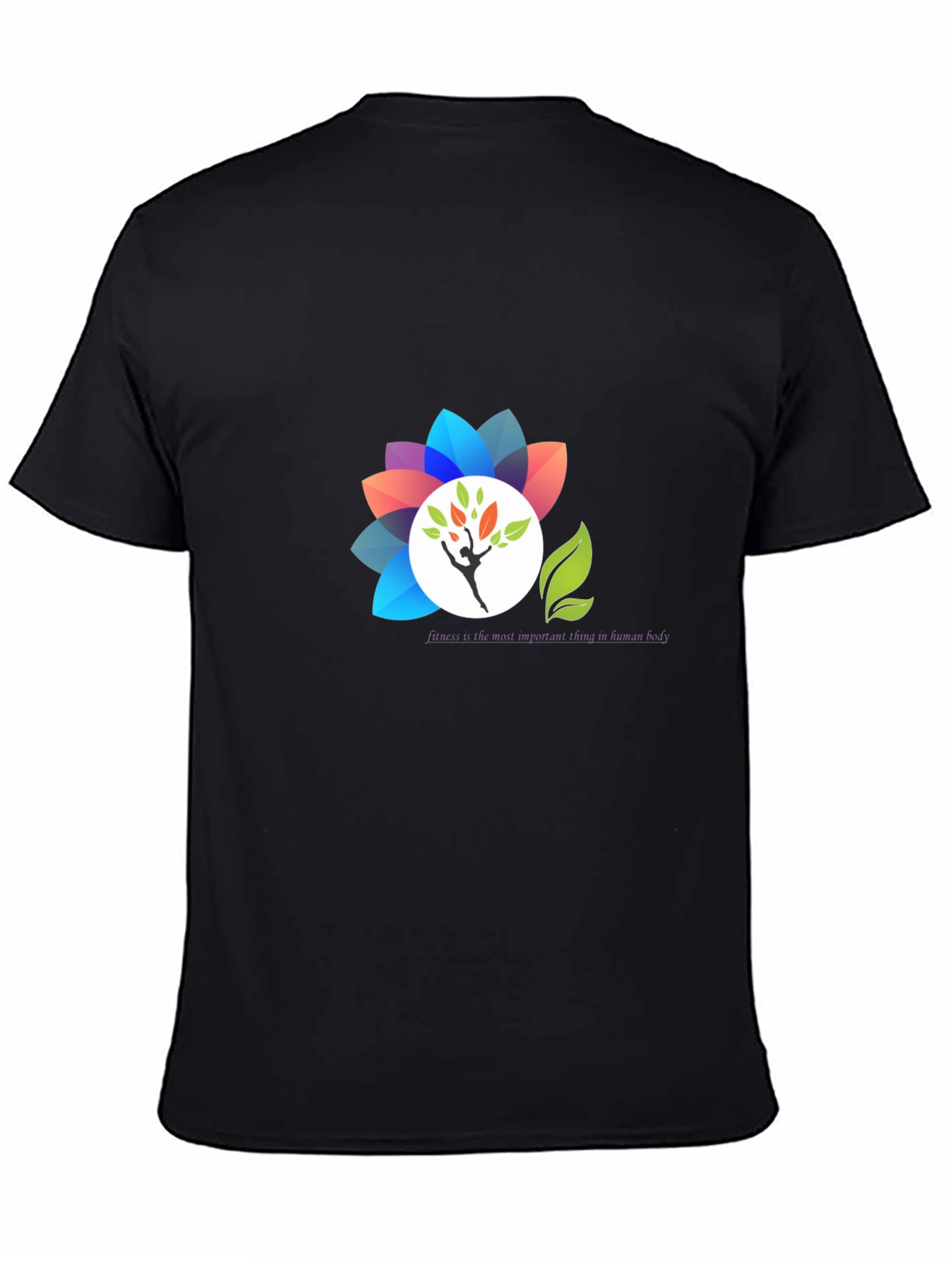 Black T-Shirt with Floral Design