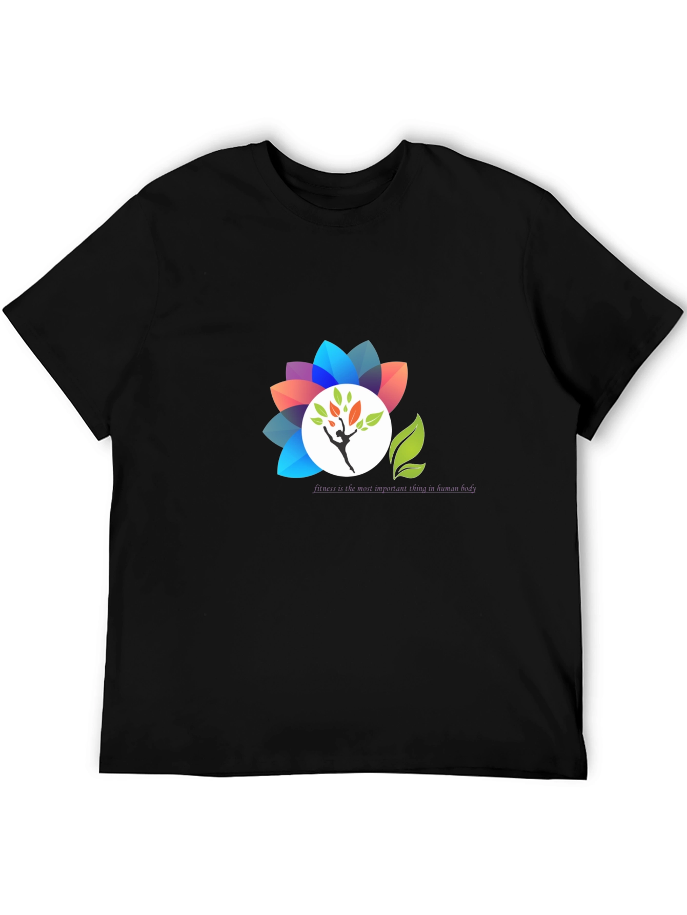 Black T-Shirt with Floral Design