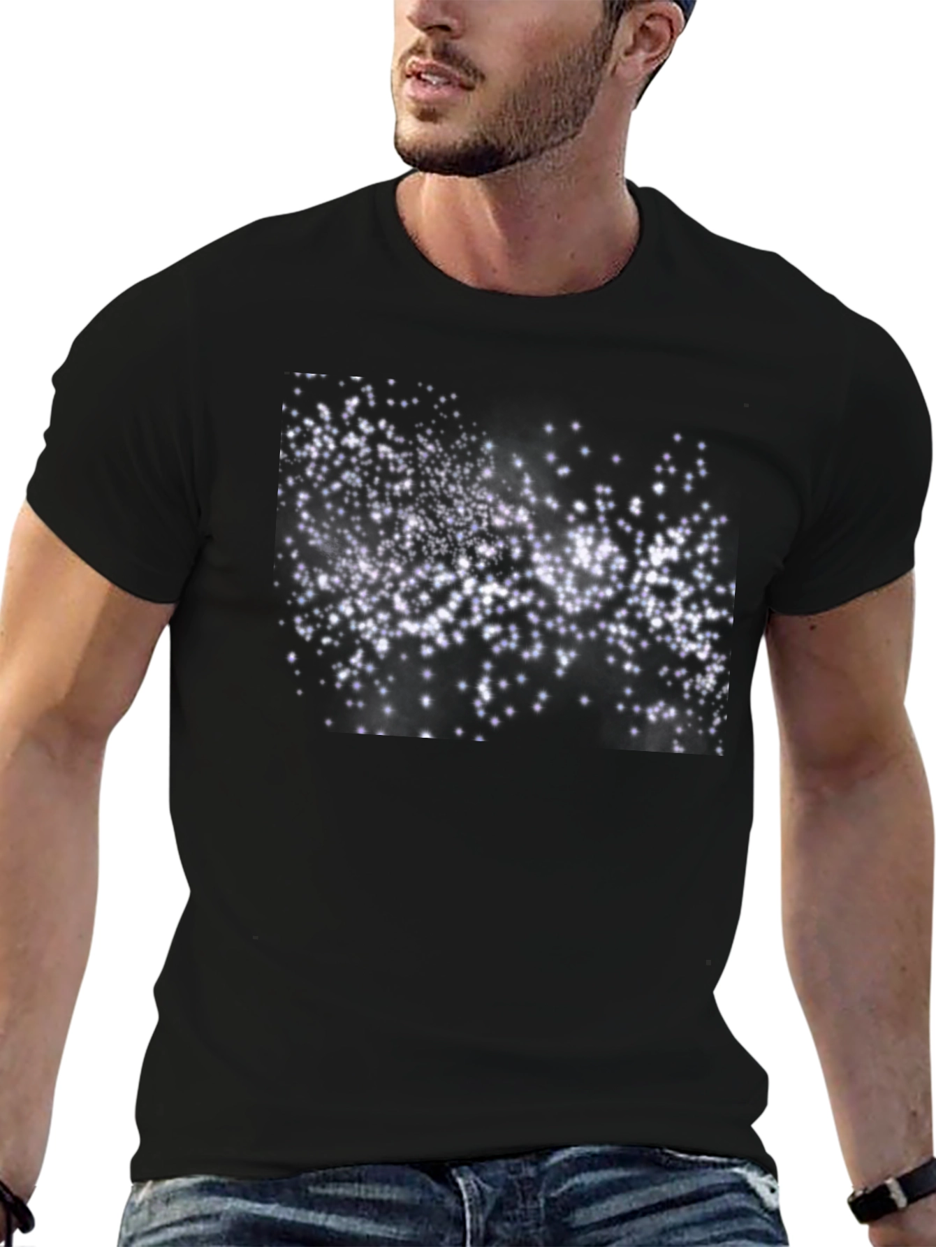 Starry Night Graphic Tee - Black Cotton Comfort