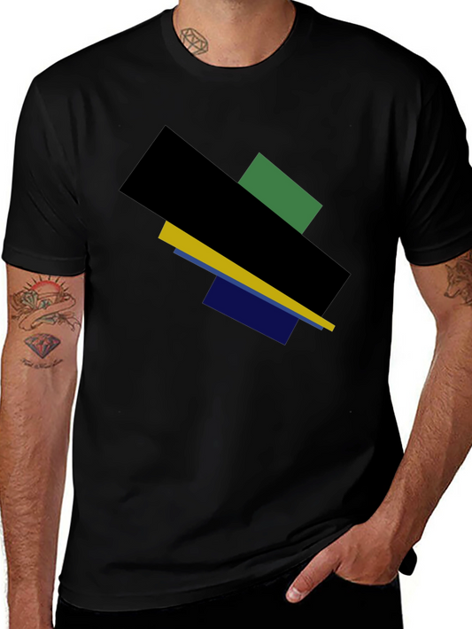 Abstract Geometric Graphic Tee - Modern Style