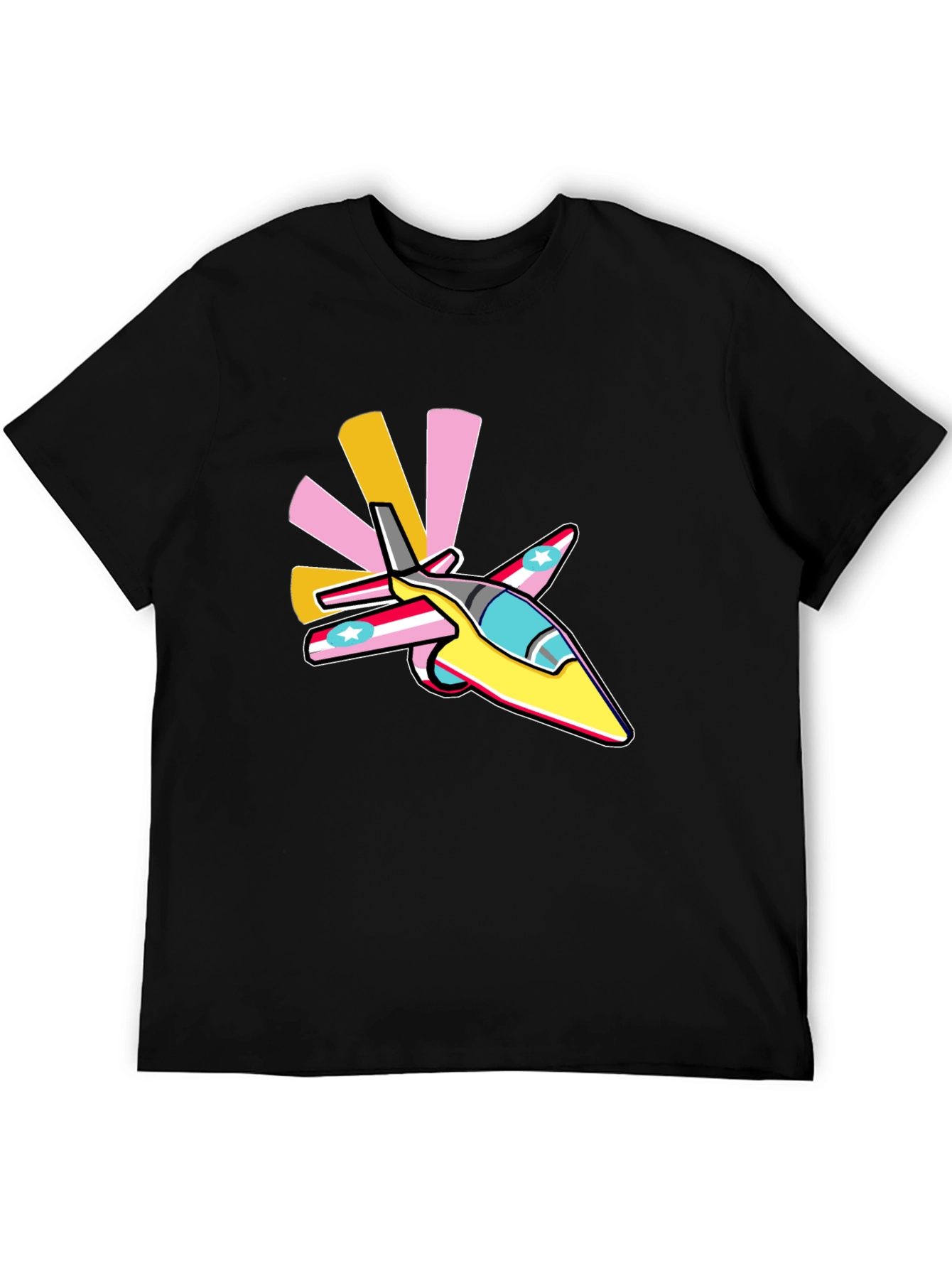 Cartoon Jet Graphic Tee - Stylish & Fun!