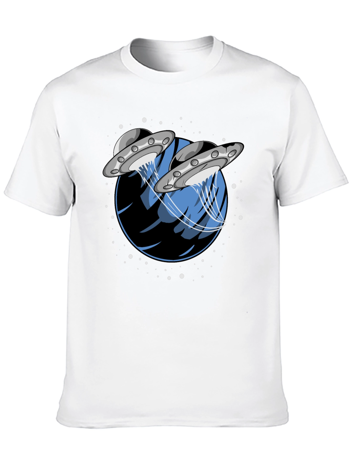 UFO Abduction Graphic Tee - Stylish Black Cotton T-Shirt