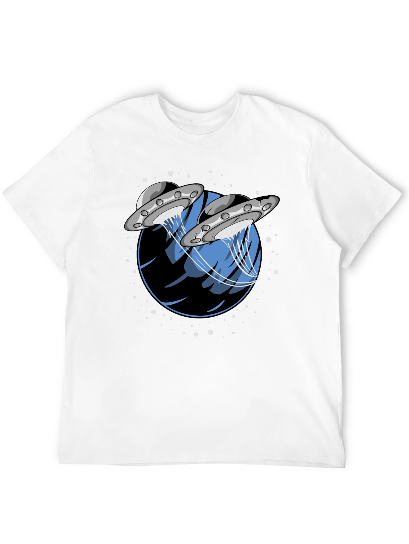 UFO Abduction Graphic Tee - Stylish Black Cotton T-Shirt