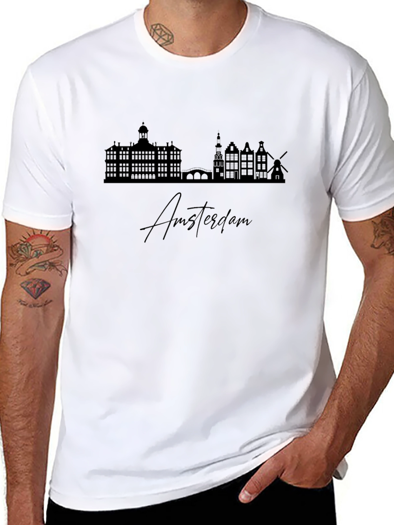 Amsterdam Skyline Graphic Tee - Stylish City Silhouette