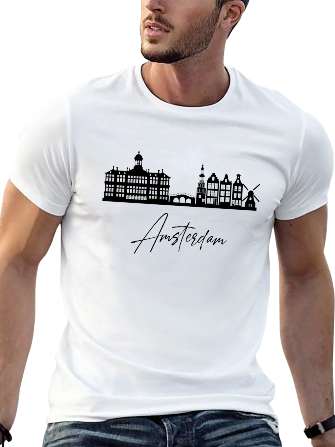 Amsterdam Skyline Graphic Tee - Stylish City Silhouette