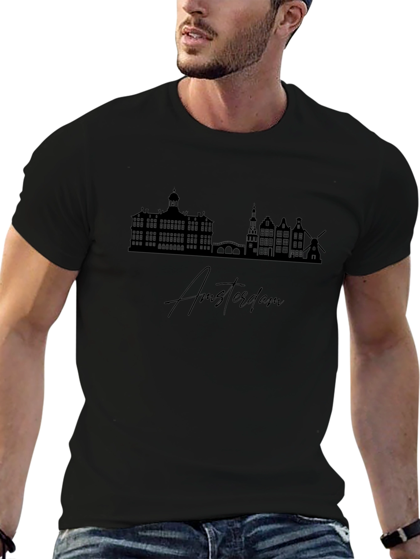 Amsterdam Skyline Graphic Tee - Stylish City Silhouette