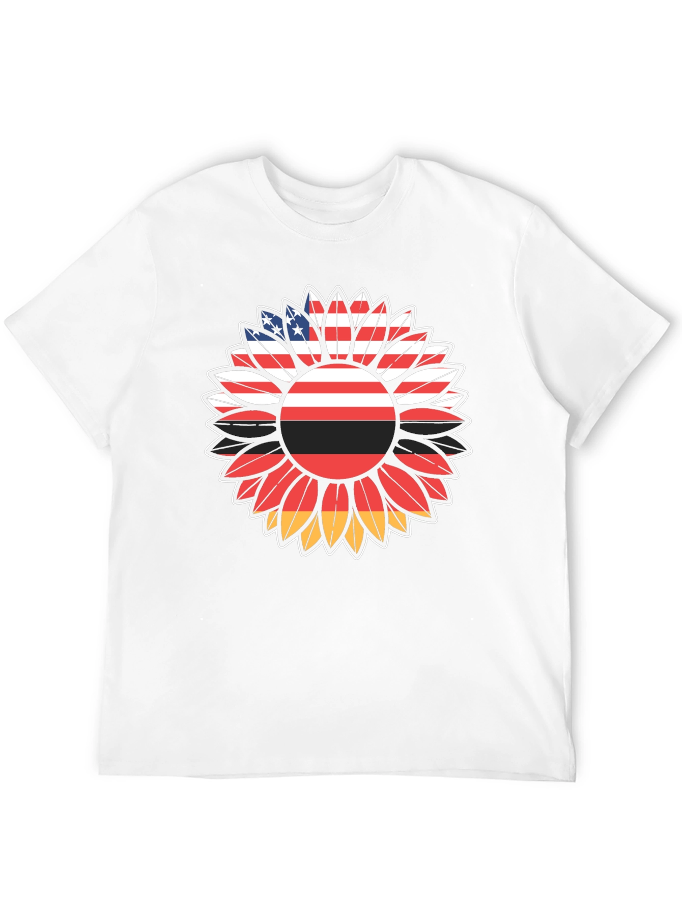 USA Germany Flag Sunflower Graphic T-Shirt