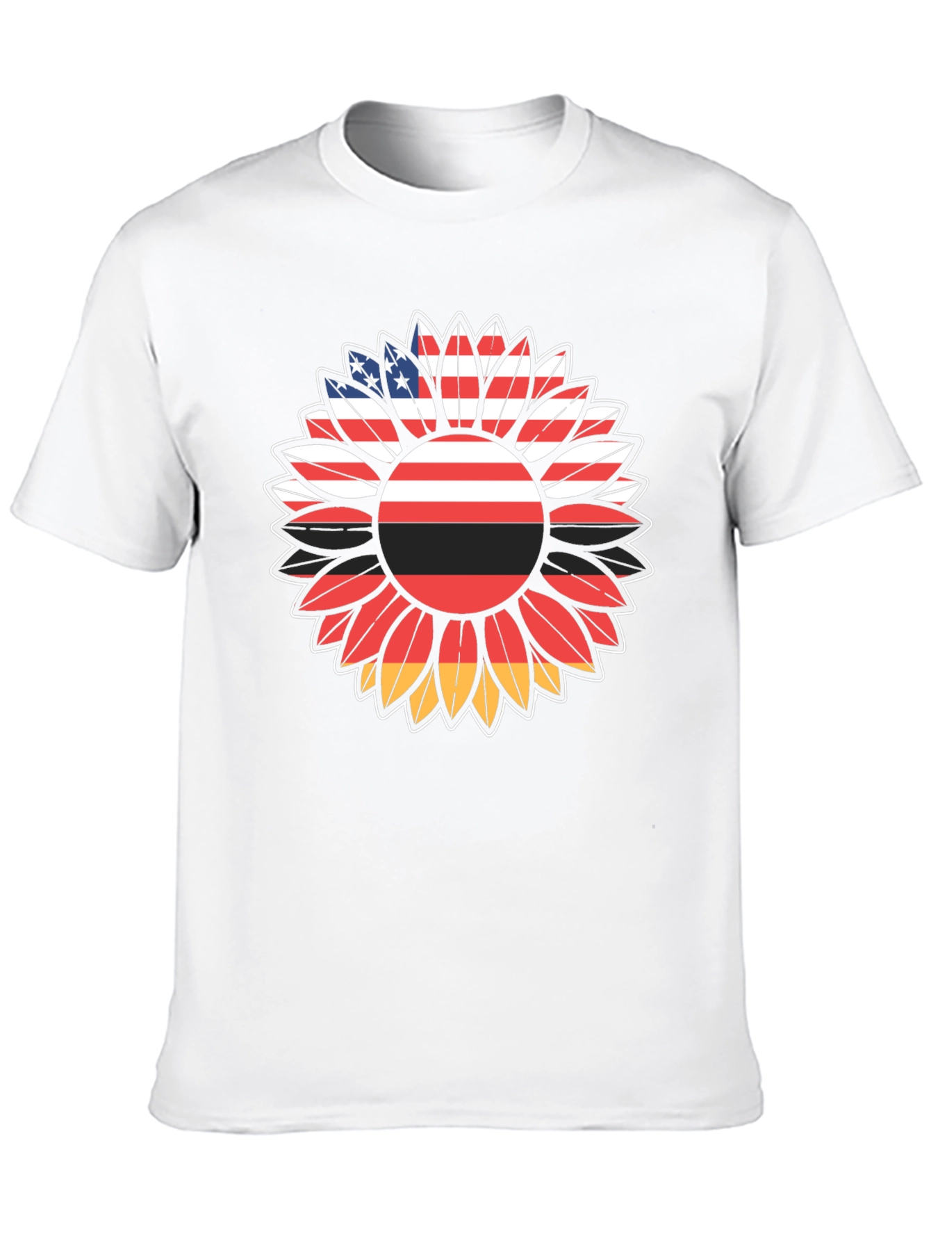 USA Germany Flag Sunflower Graphic T-Shirt