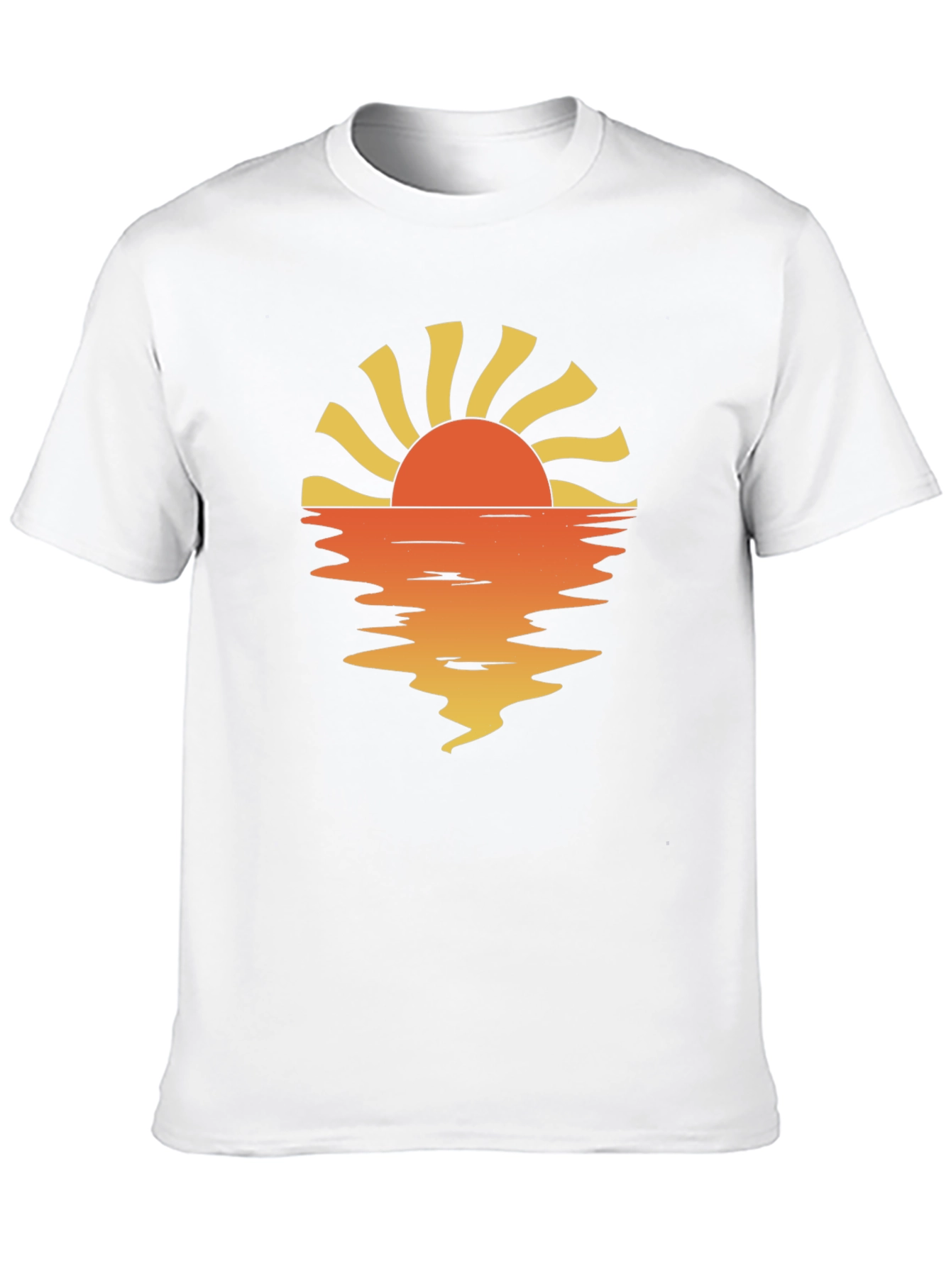 Sunset Reflection Graphic Tee - Black Cotton Casual Shirt