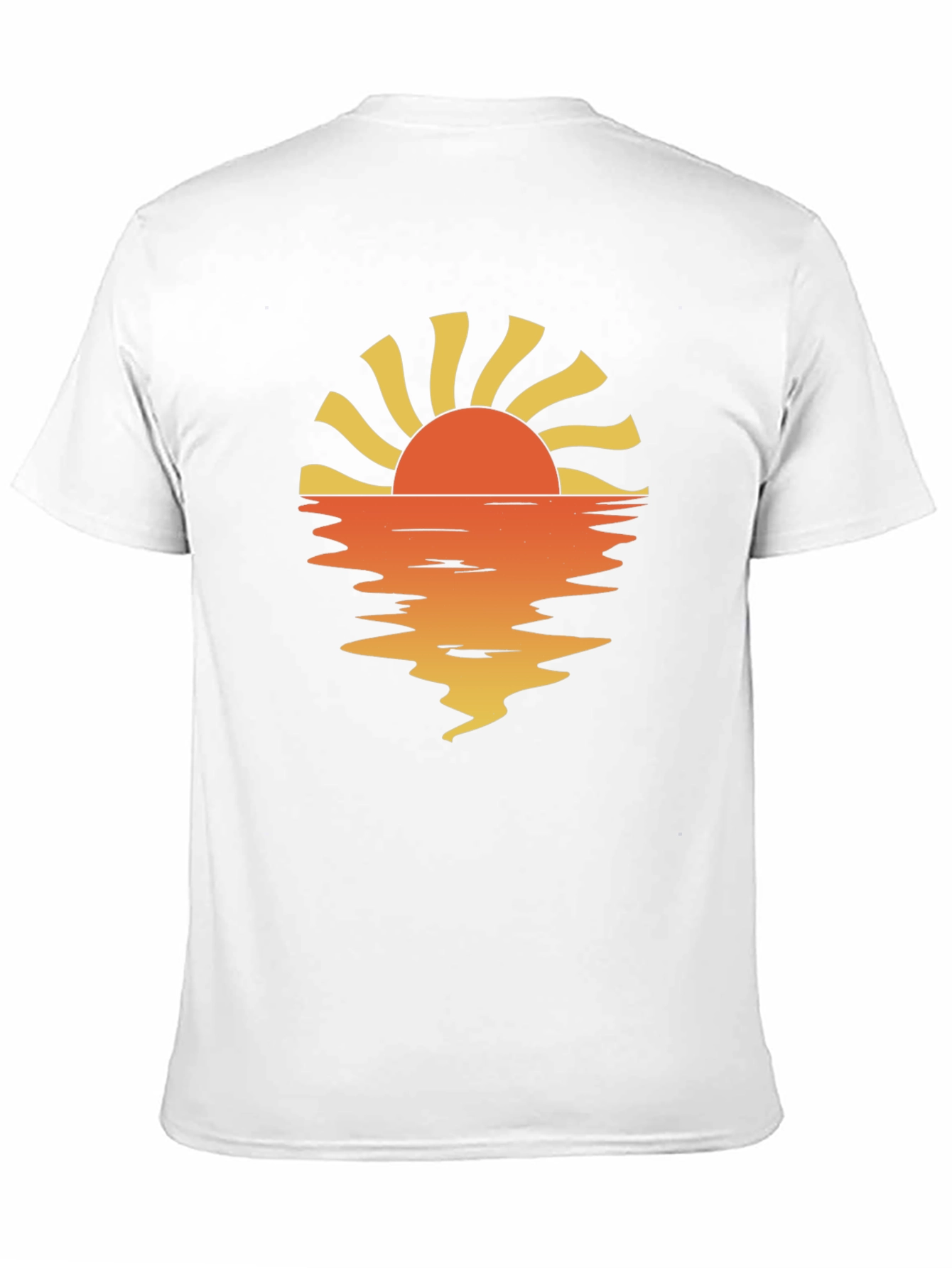 Sunset Reflection Graphic Tee - Black Cotton Casual Shirt
