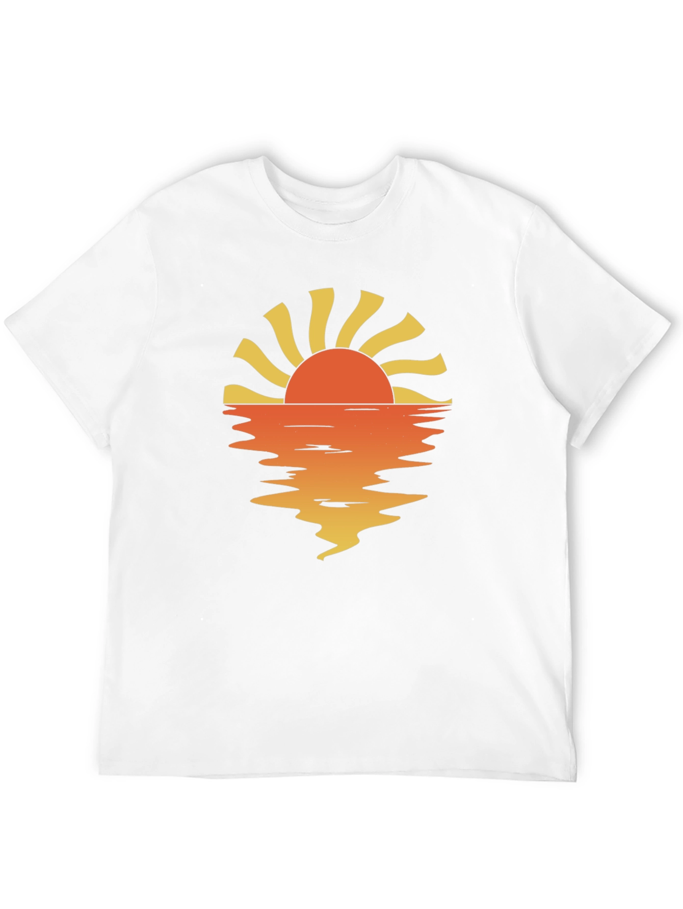 Sunset Reflection Graphic Tee - Black Cotton Casual Shirt