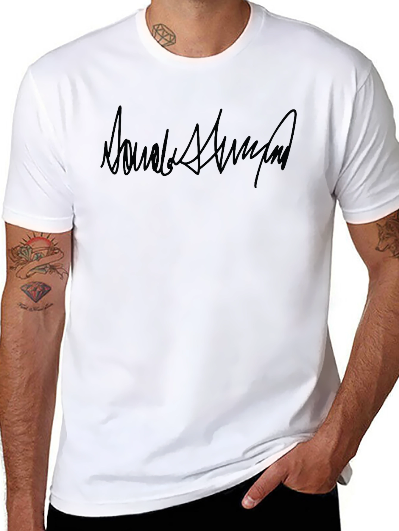 Trump Signature Black Tee - Stylish Graphic Print
