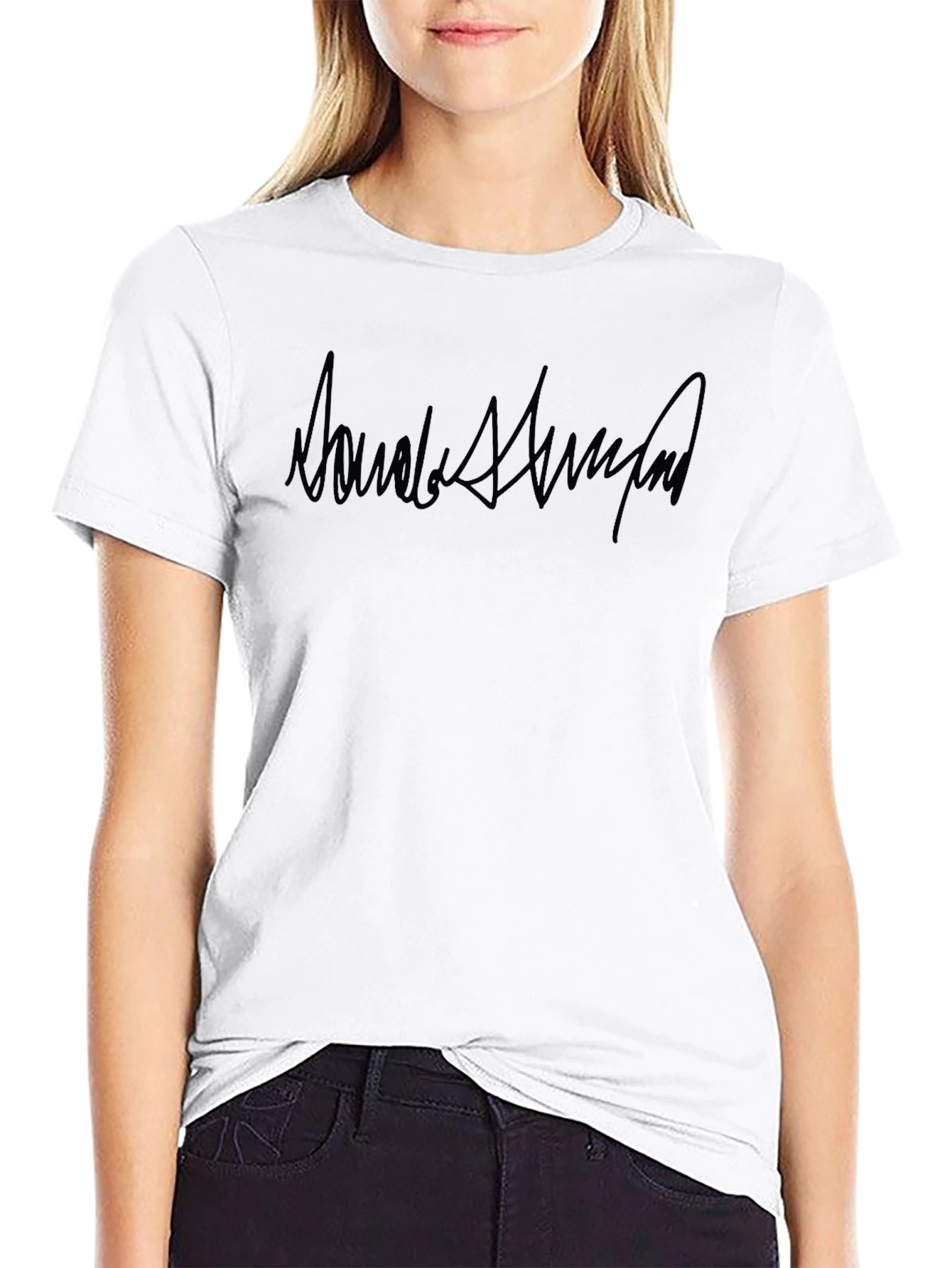 Trump Signature Black Tee - Stylish Graphic Print