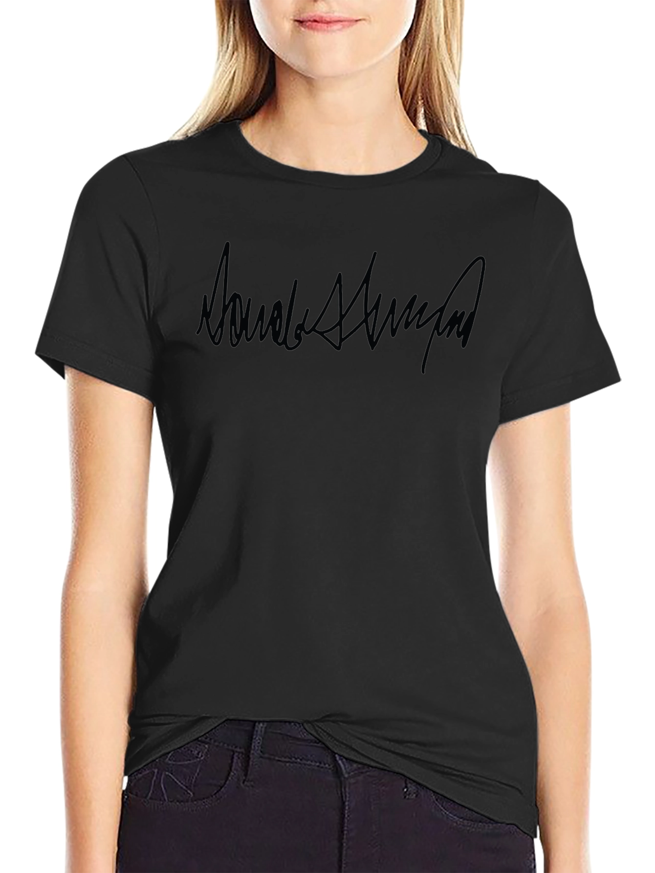 Trump Signature Black Tee - Stylish Graphic Print