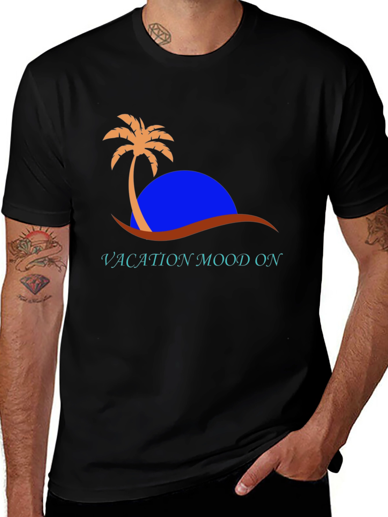 Vacation Mood On T-Shirt - Tropical Design