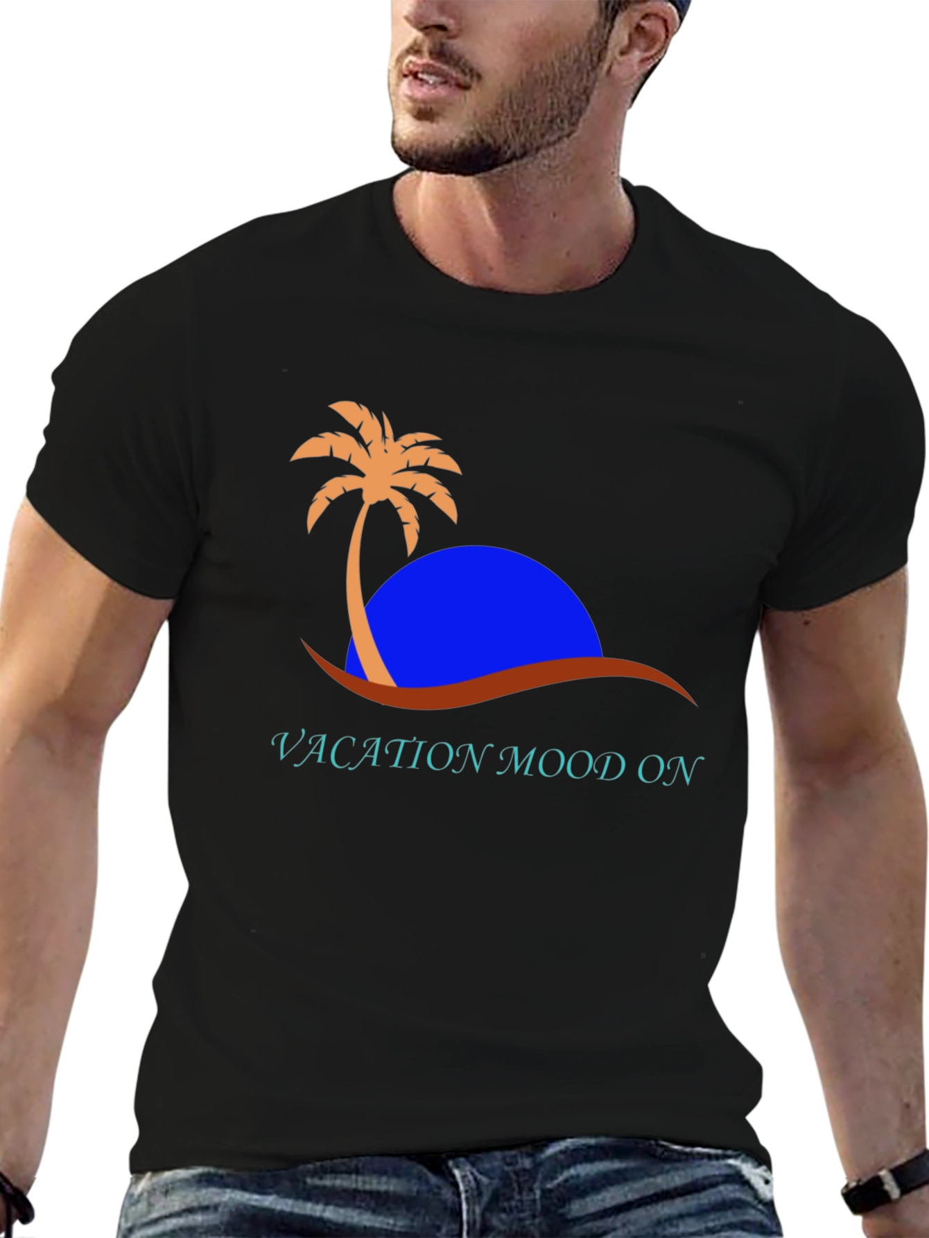 Vacation Mood On T-Shirt - Tropical Design