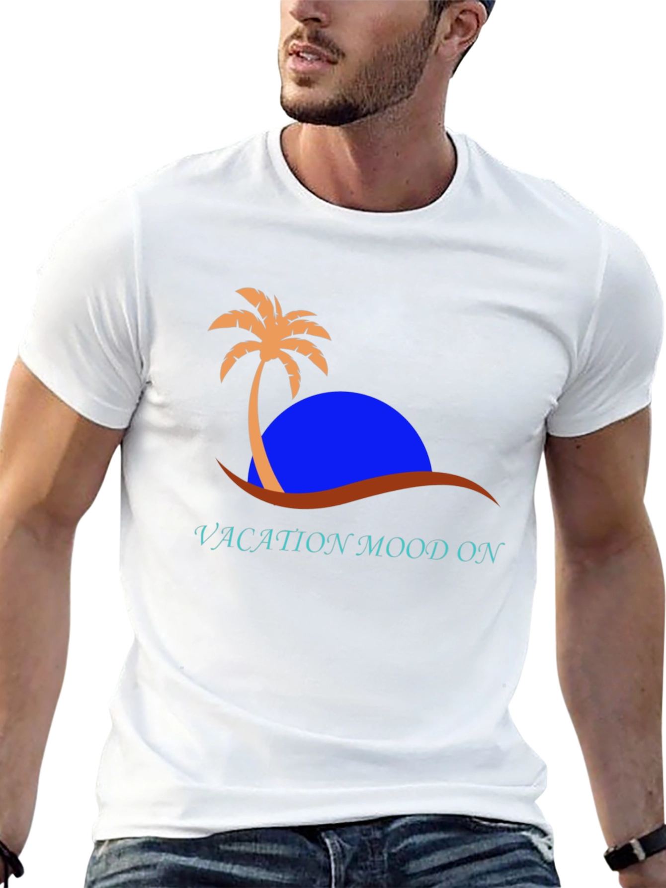 Vacation Mood On T-Shirt - Tropical Design