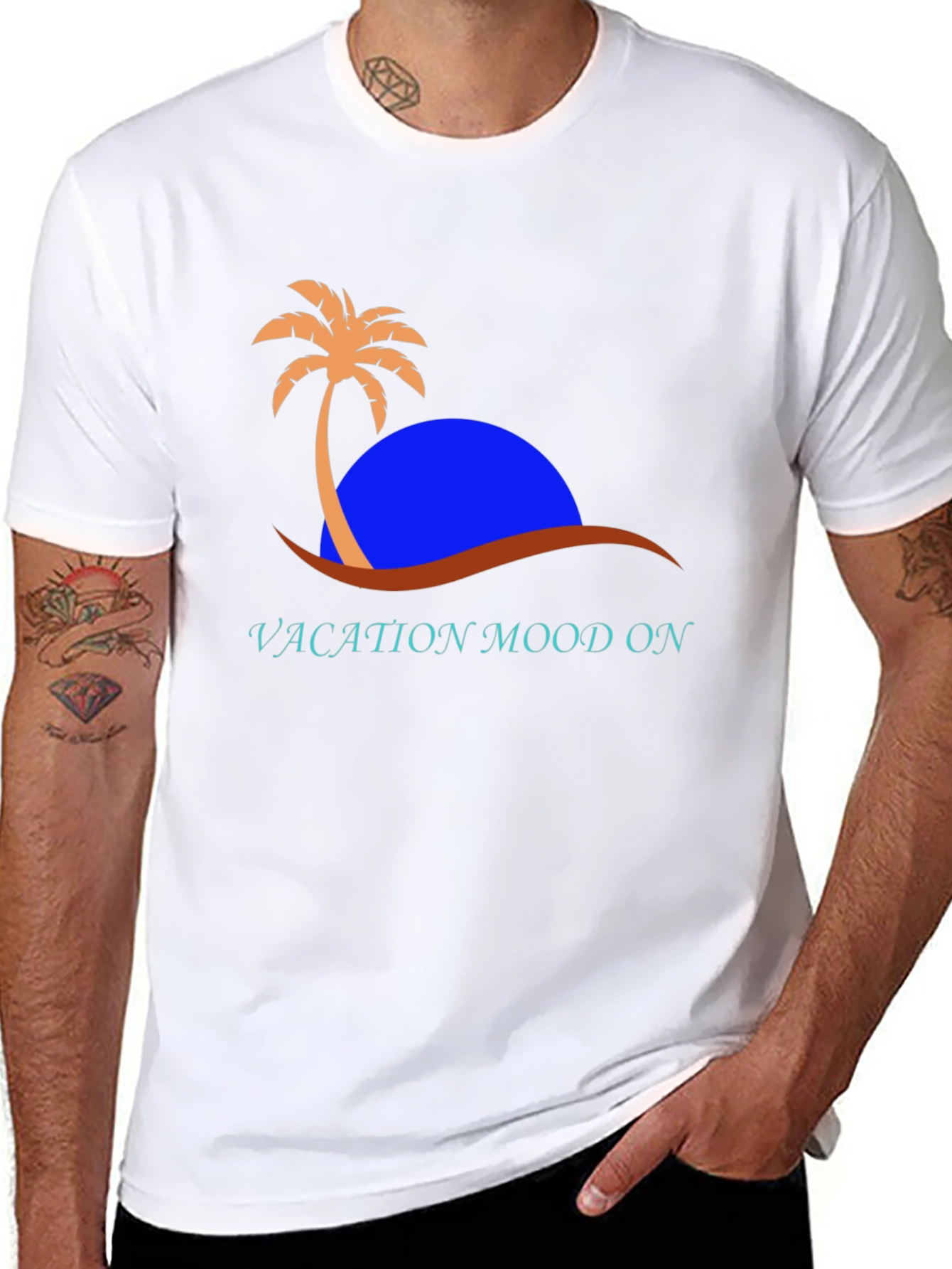 Vacation Mood On T-Shirt - Tropical Design