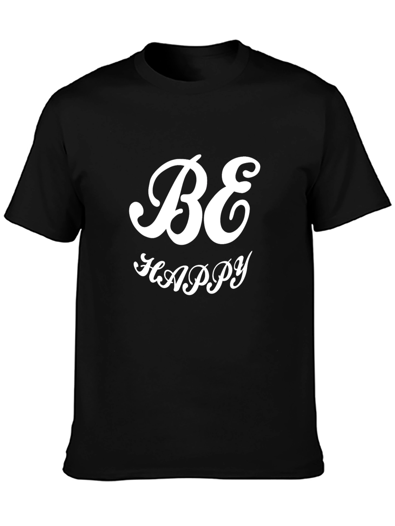 Be Happy Black Graphic Tee - Stylish Comfort
