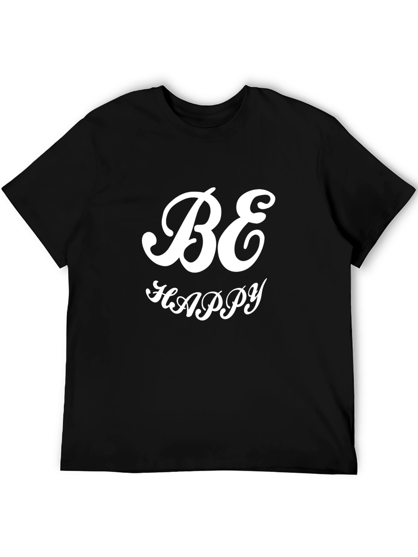 Be Happy Black Graphic Tee - Stylish Comfort