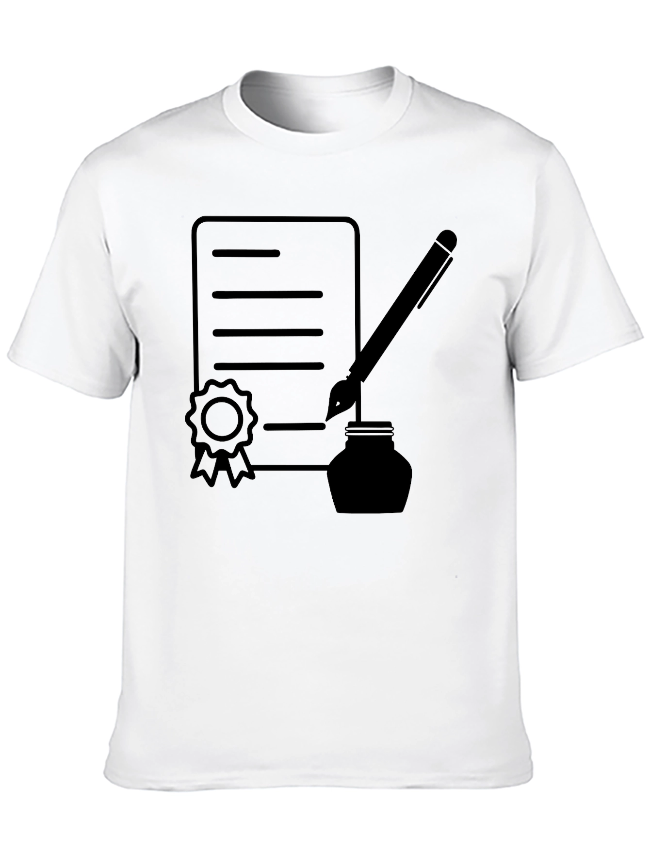 Black T-Shirt with Contract & Pen Graphic