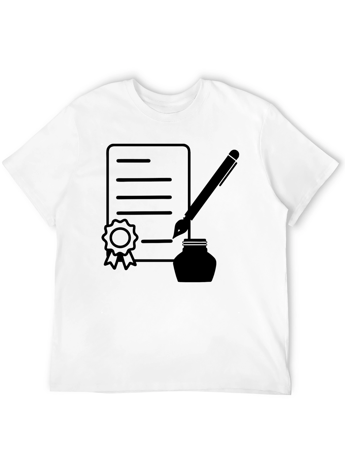 Black T-Shirt with Contract & Pen Graphic