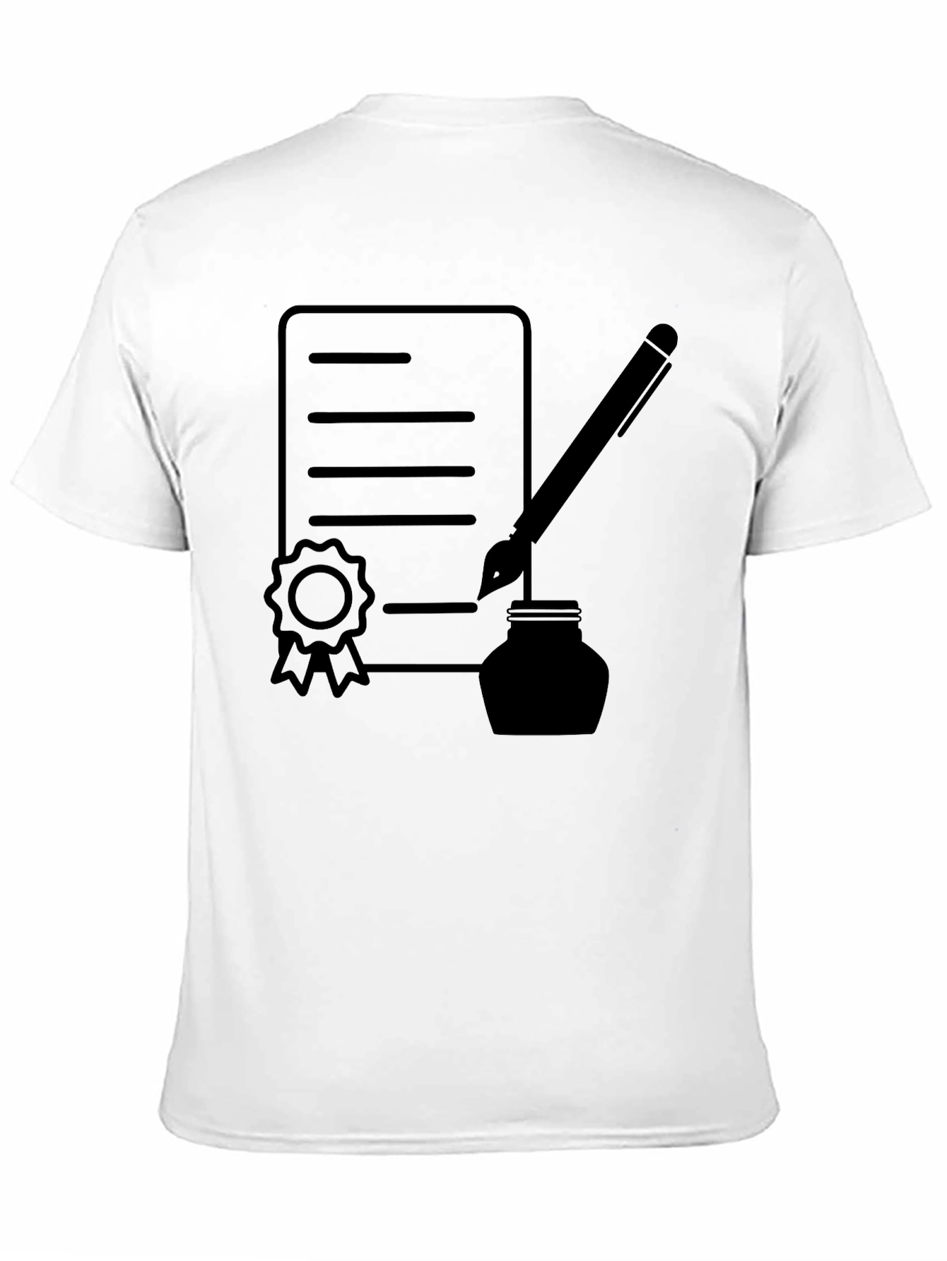 Black T-Shirt with Contract & Pen Graphic