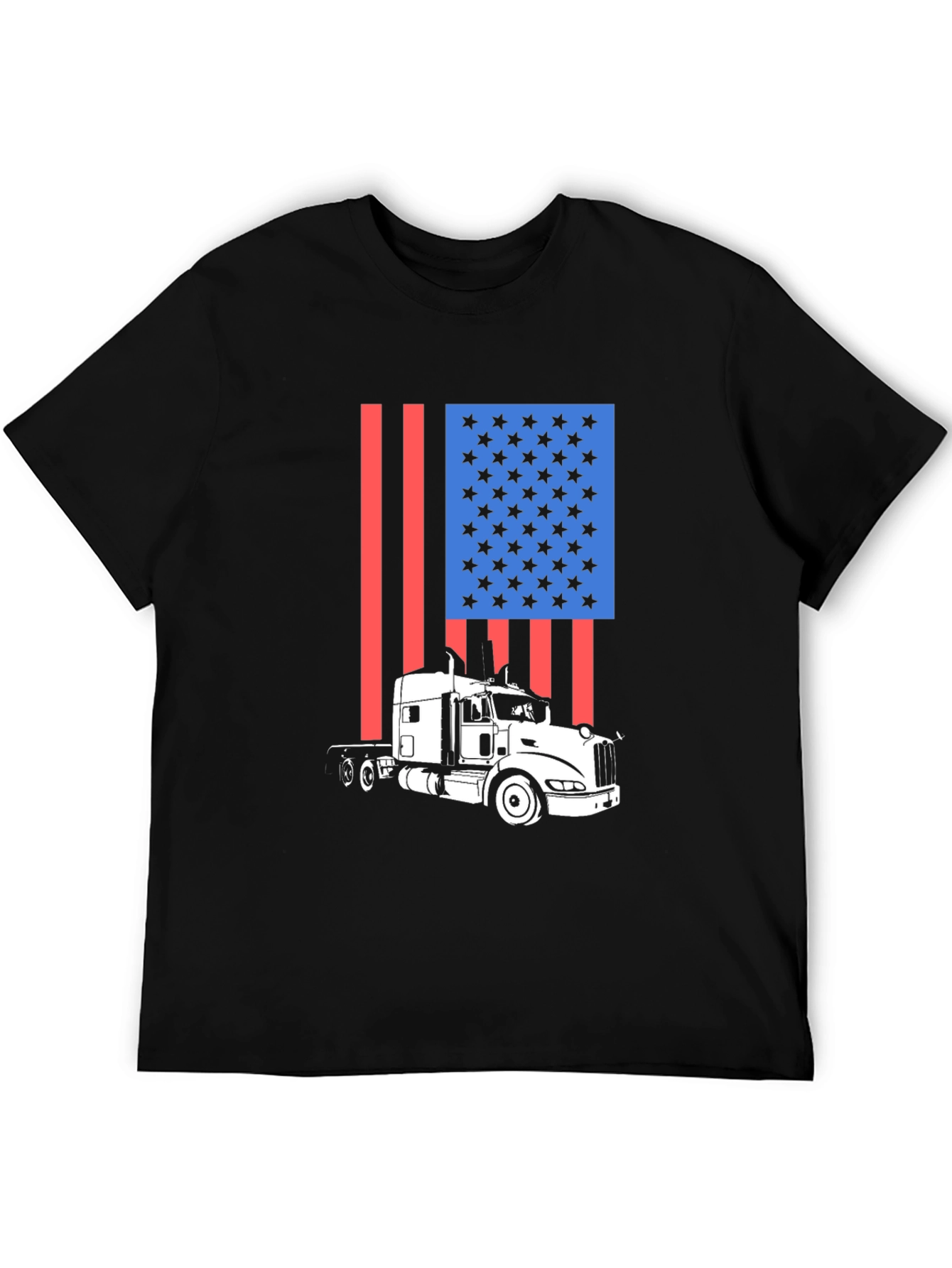 Trucker Pride Tee: American Flag Semi-Truck T-Shirt