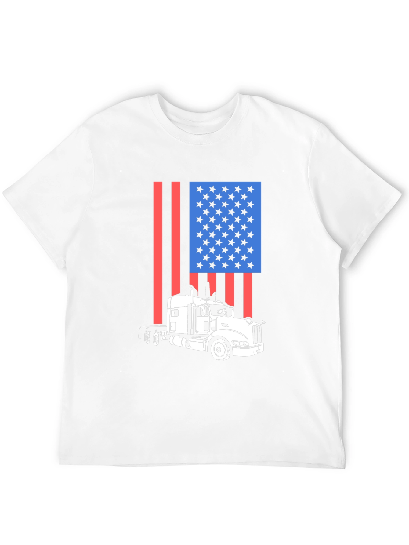 Trucker Pride Tee: American Flag Semi-Truck T-Shirt