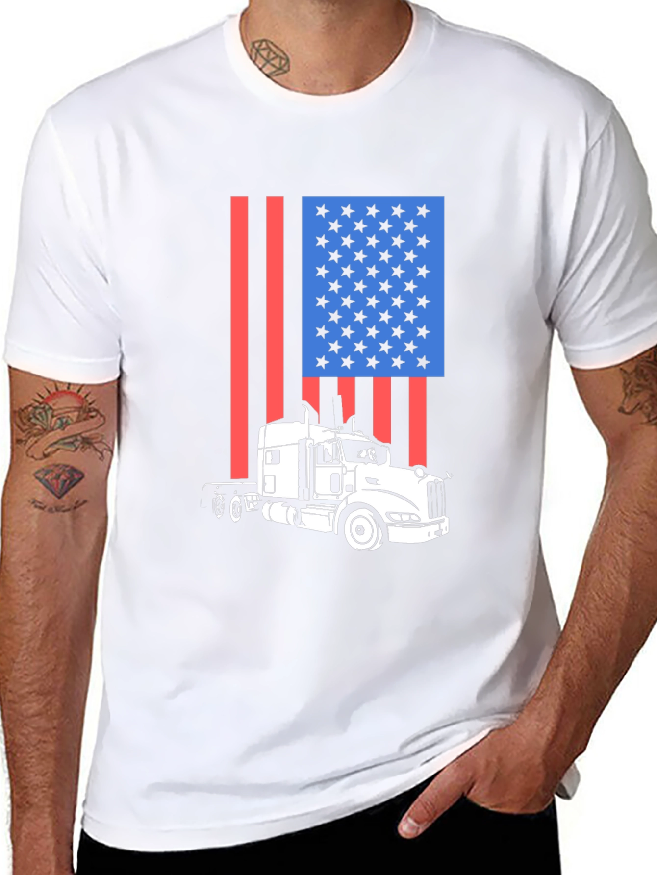 Trucker Pride Tee: American Flag Semi-Truck T-Shirt