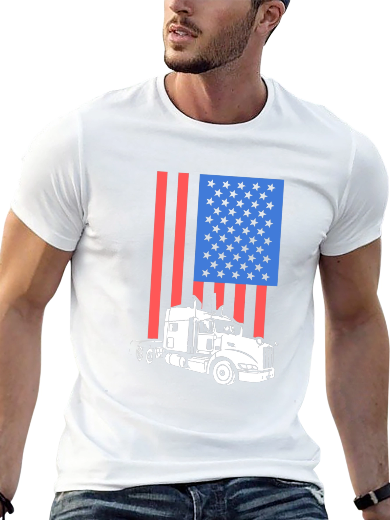 Trucker Pride Tee: American Flag Semi-Truck T-Shirt