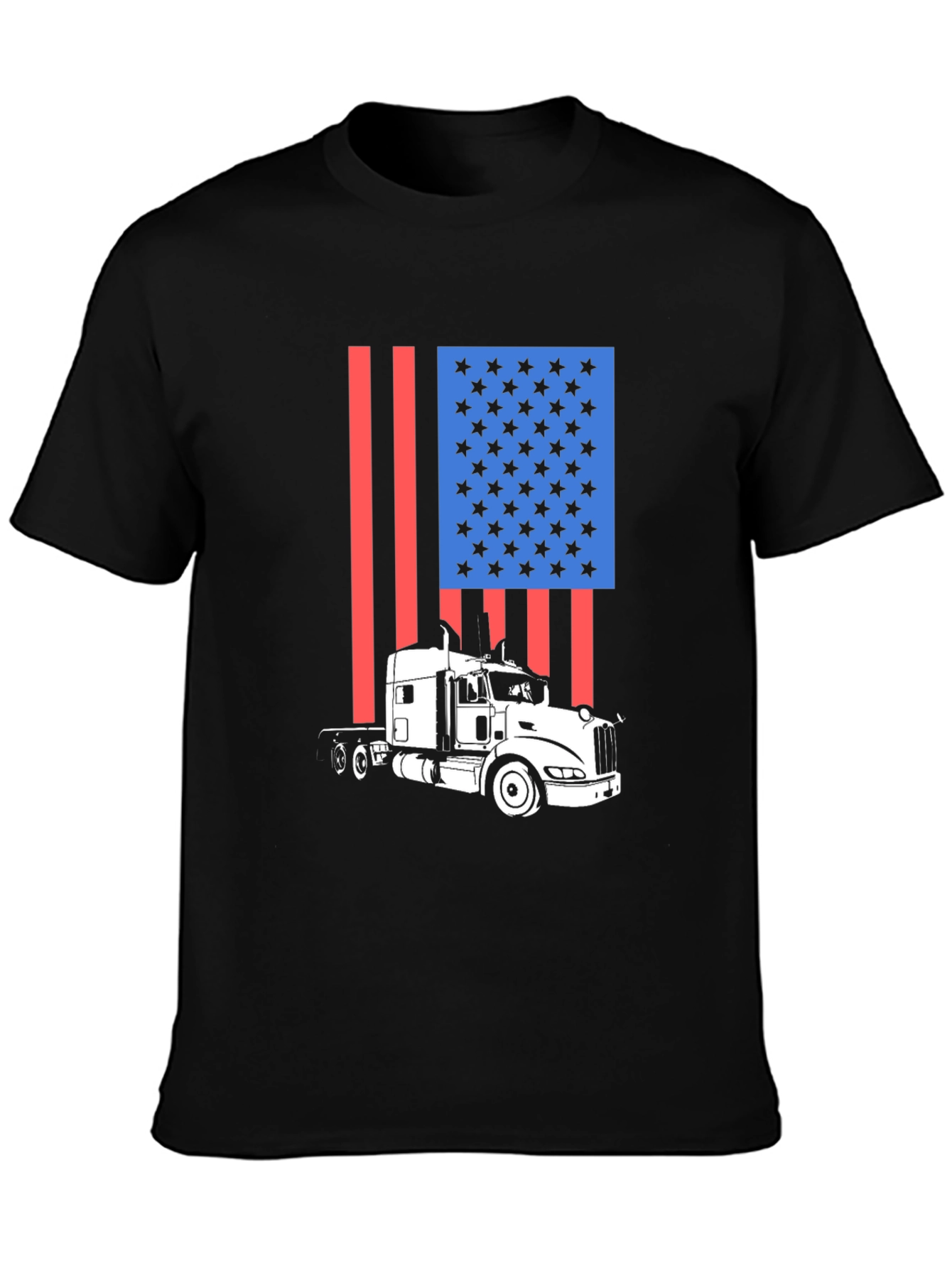Trucker Pride Tee: American Flag Semi-Truck T-Shirt