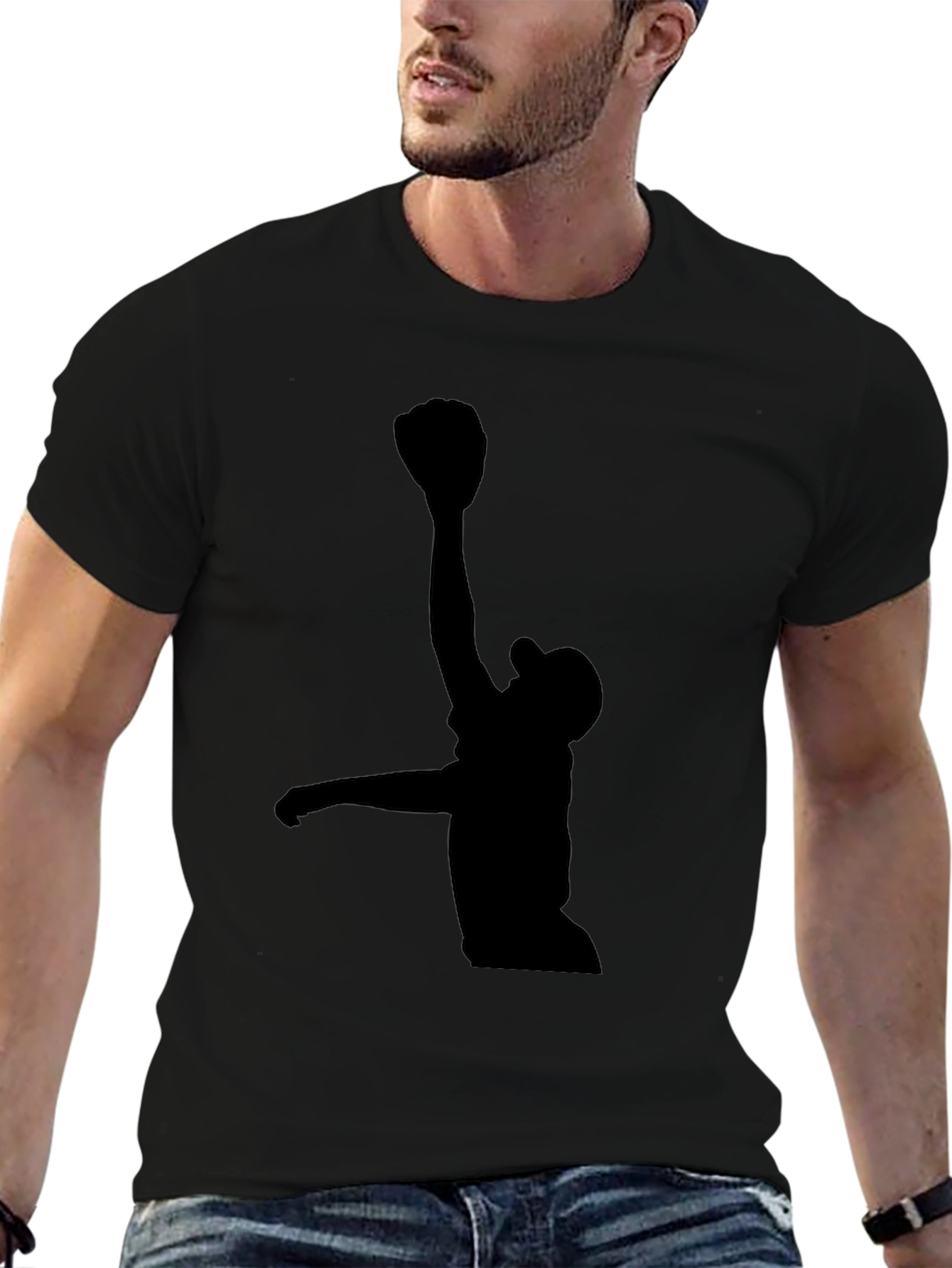 Black T-Shirt with Silhouette Graphic