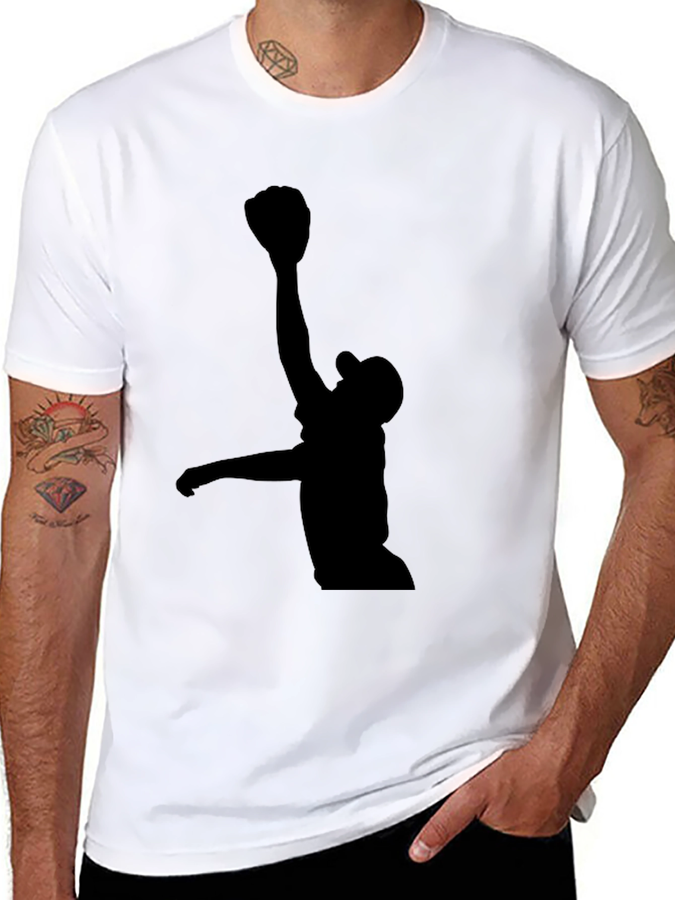 Black T-Shirt with Silhouette Graphic